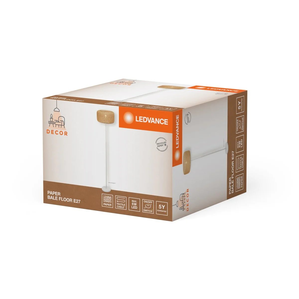 OSRAM Decor Paper Bale Lampa podłogowa 1xE27 beżowa - Image 2