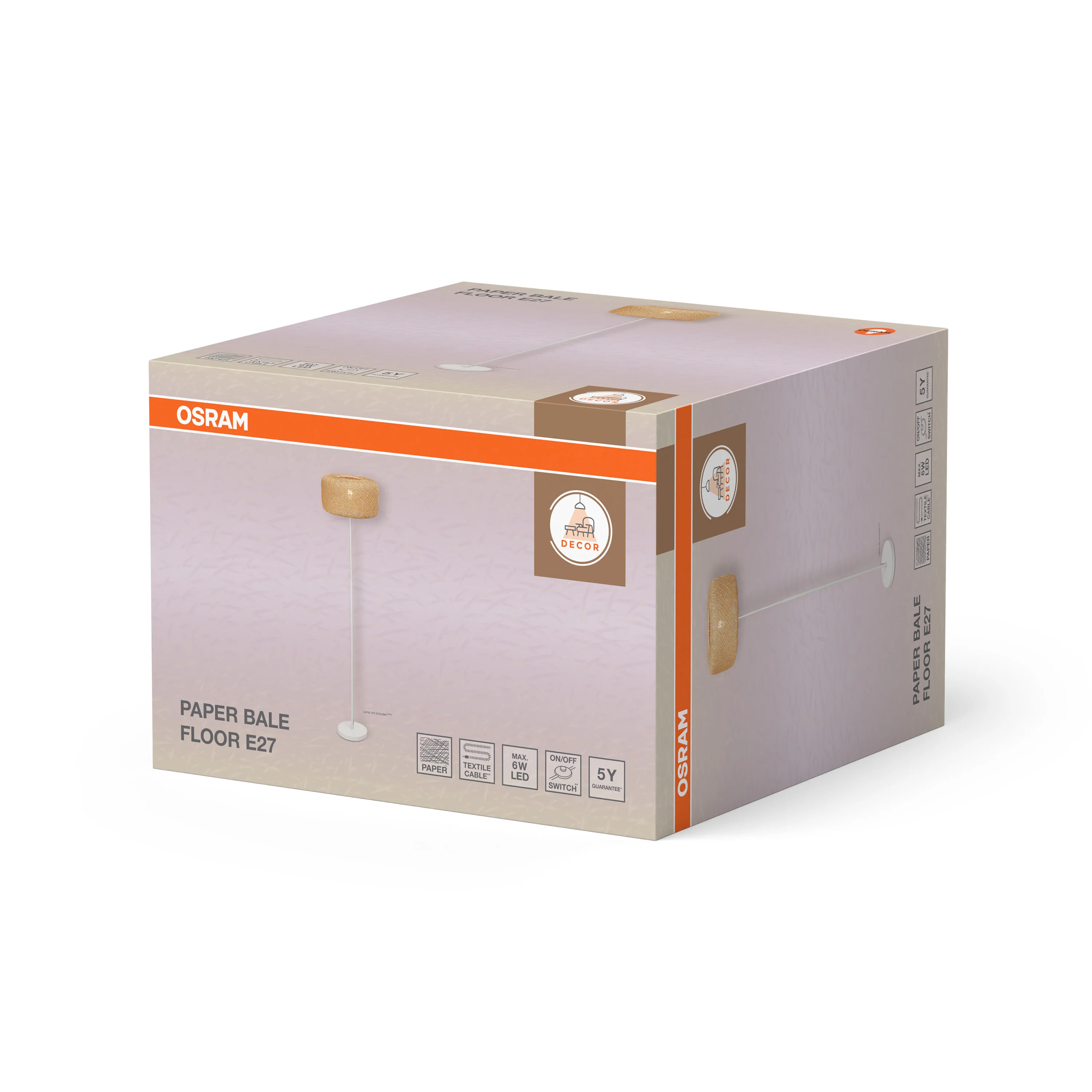OSRAM Decor Paper Bale Lampa stojąca E27 beżowa - Image 6