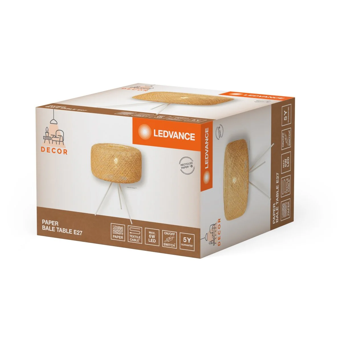OSRAM Decor Paper Bale Lampa stołowa 1xE27 jasnobeżowa - Image 2