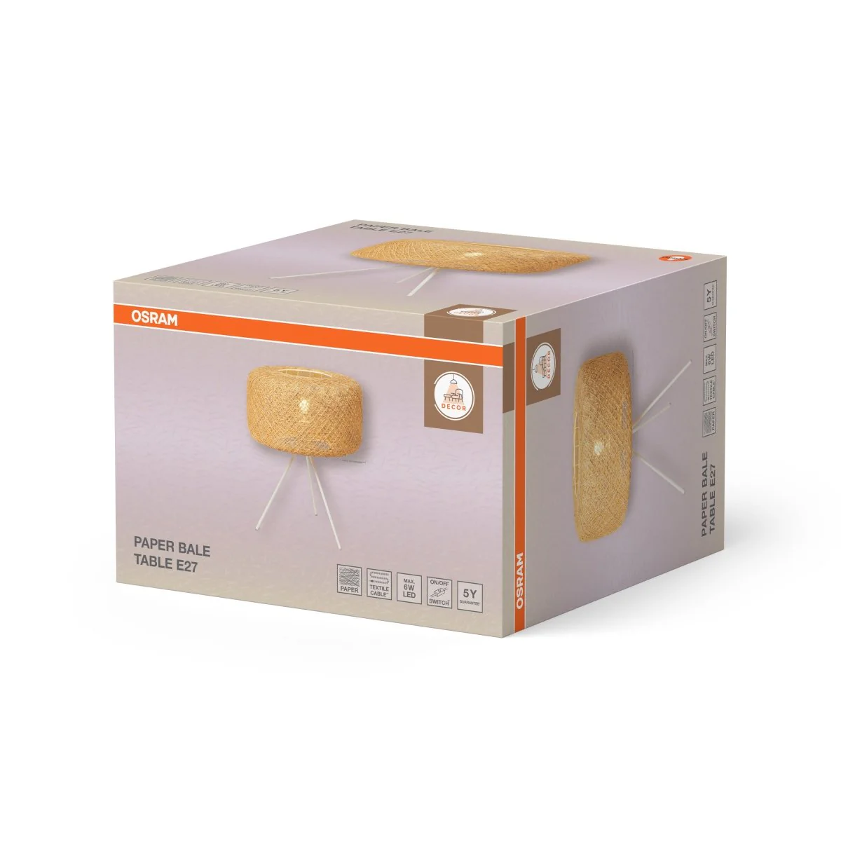 OSRAM Decor Paper Bale Lampa stołowa E27 beżowa - Image 2
