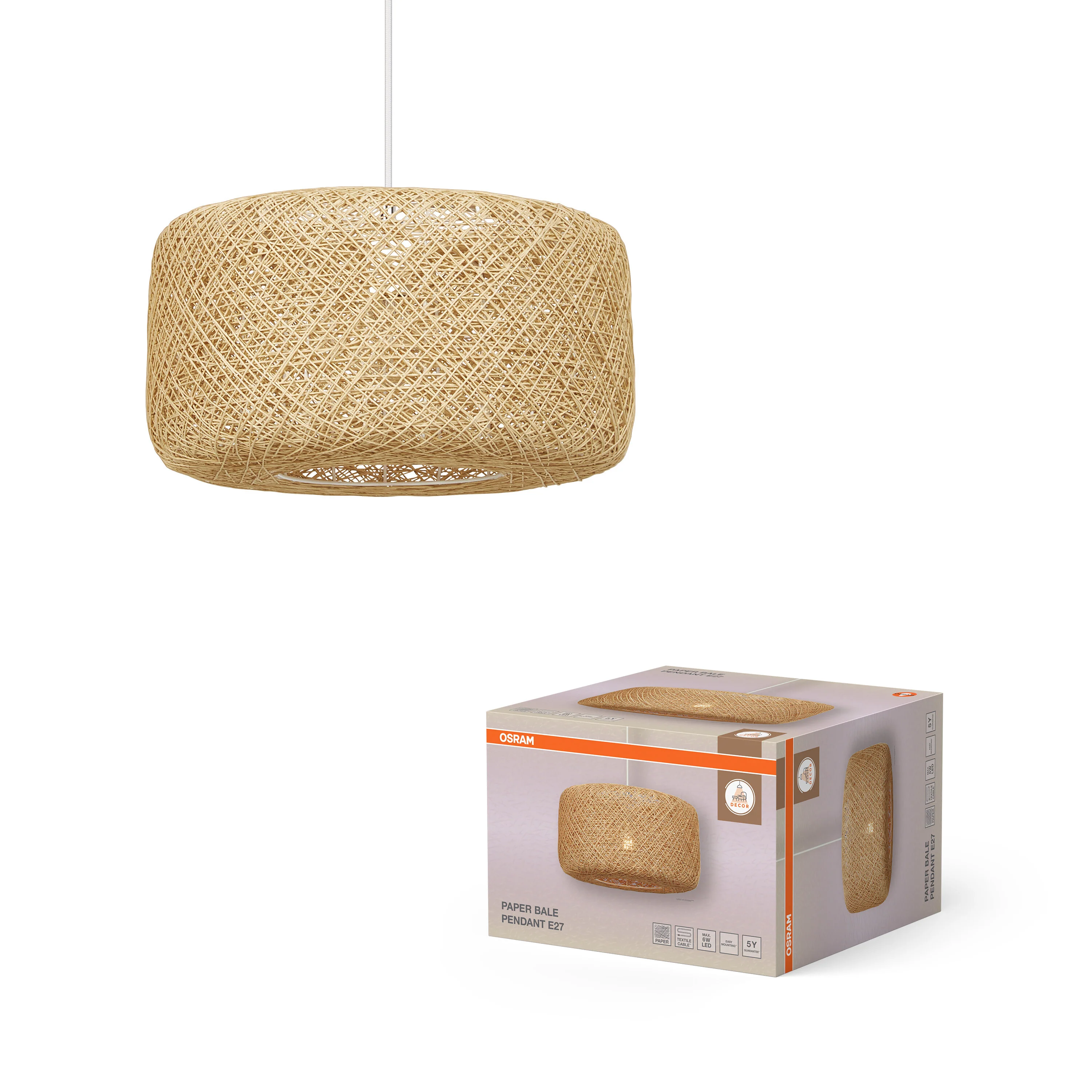 OSRAM Decor Paper Bale Wisząca E27 beżowy - Image 5