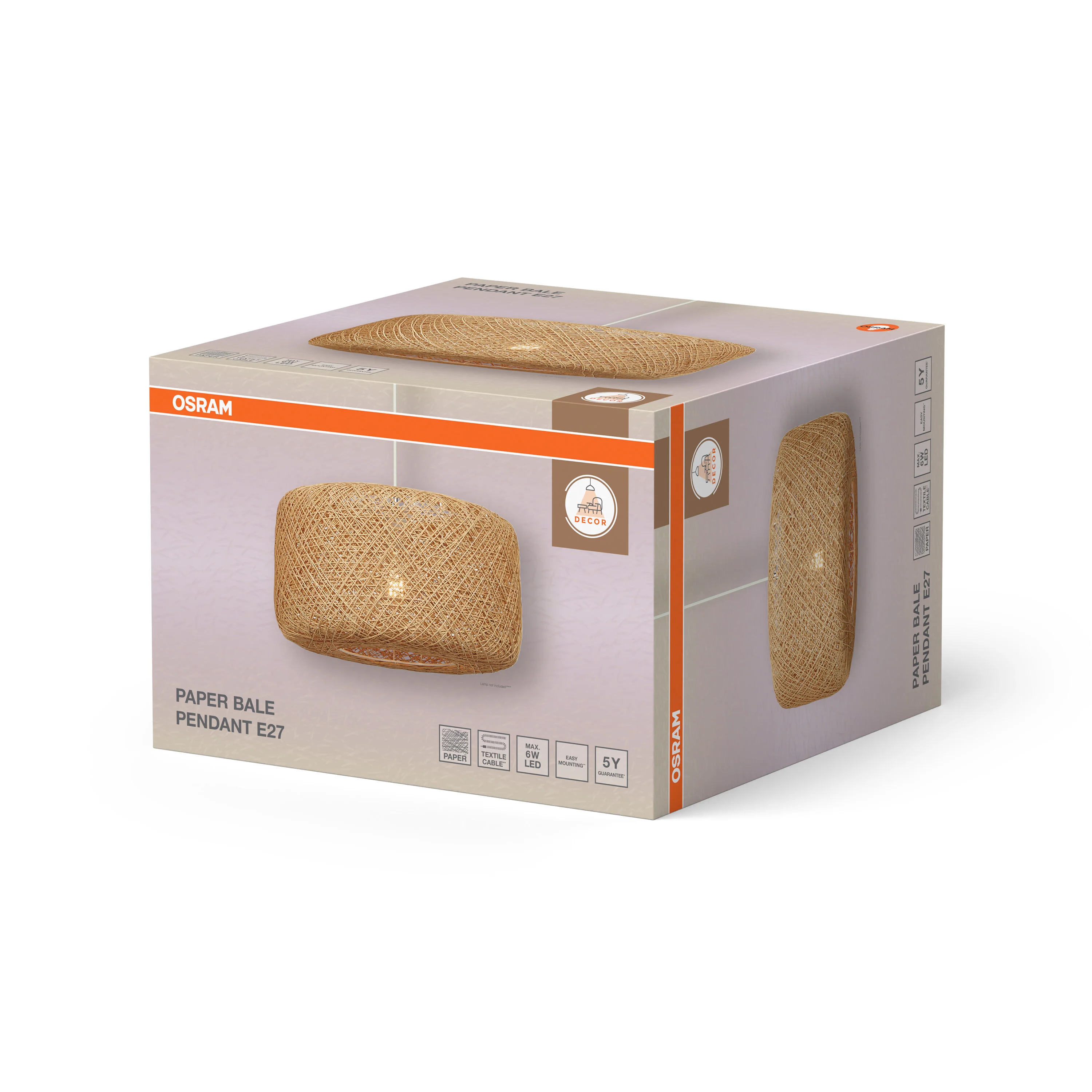 OSRAM Decor Paper Bale Wisząca E27 beżowy - Image 6