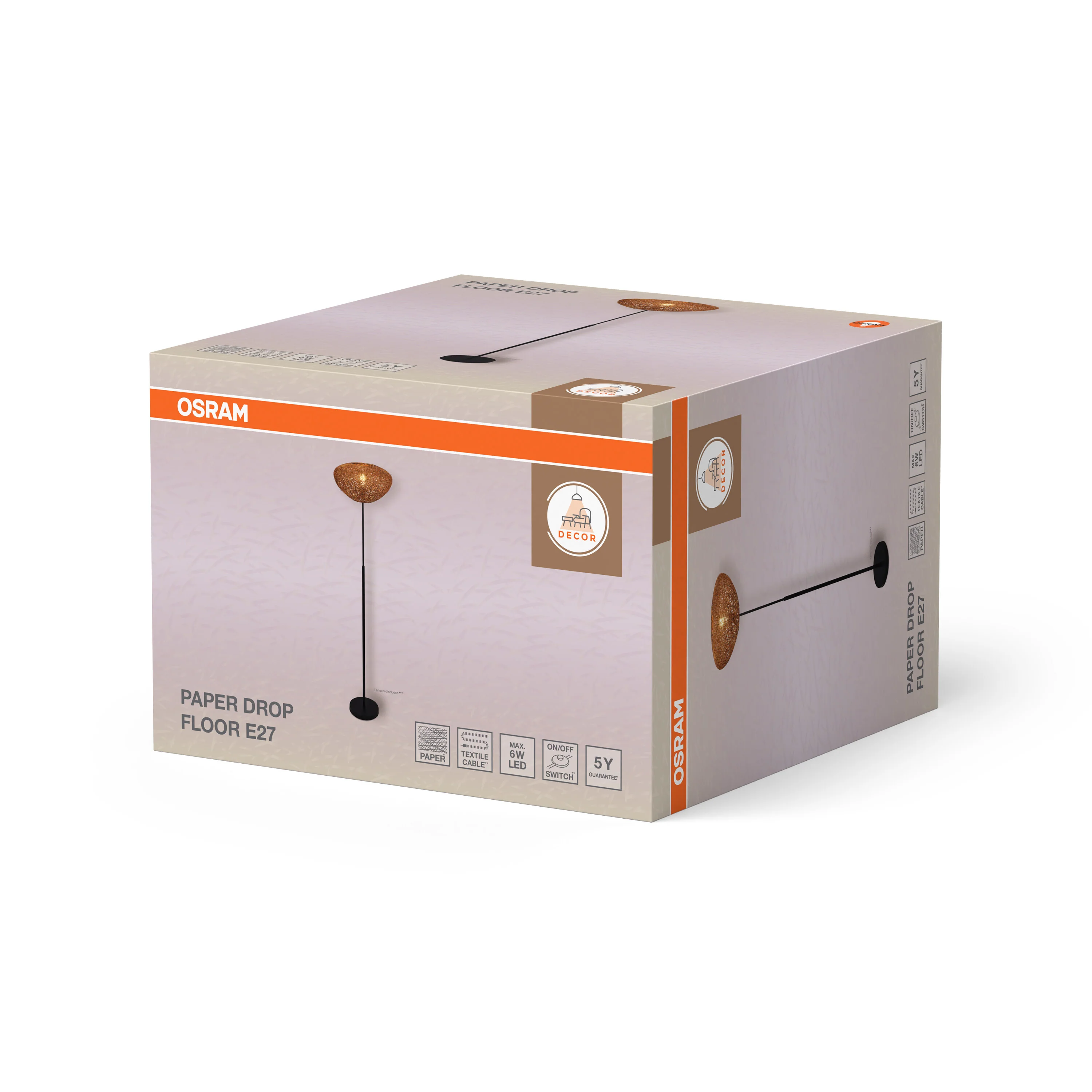 OSRAM Decor Paper Drop Lampa stojąca E27 beżowa - Image 6