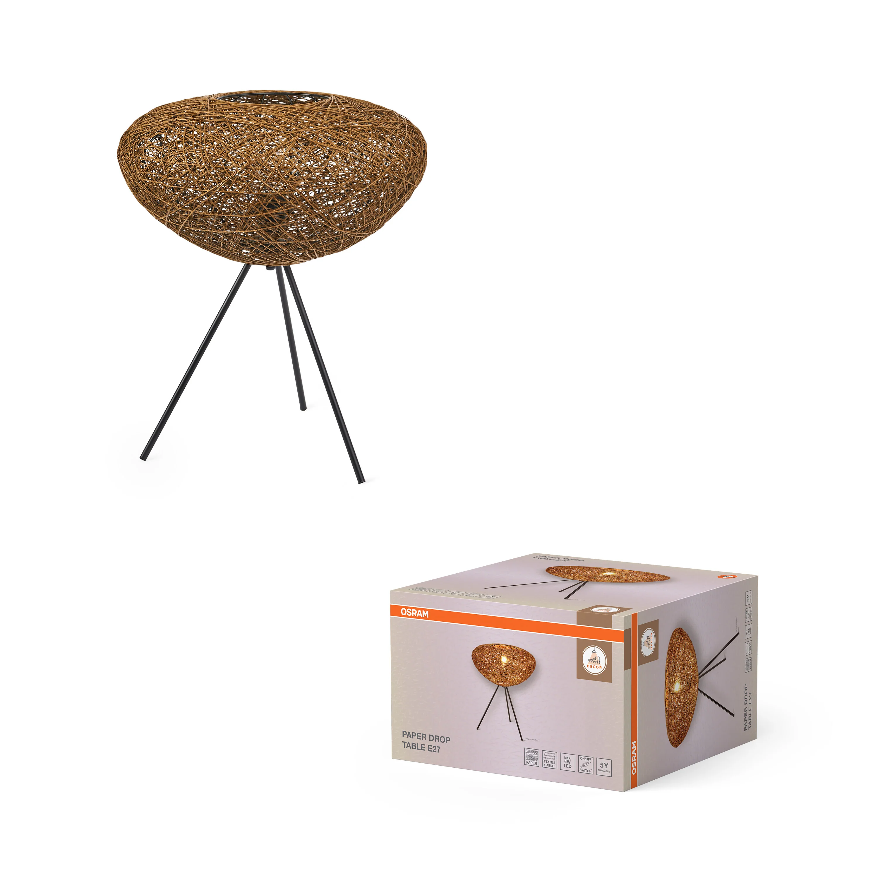OSRAM Decor Paper Drop Lampa stołowa E27 beżowa - Image 5