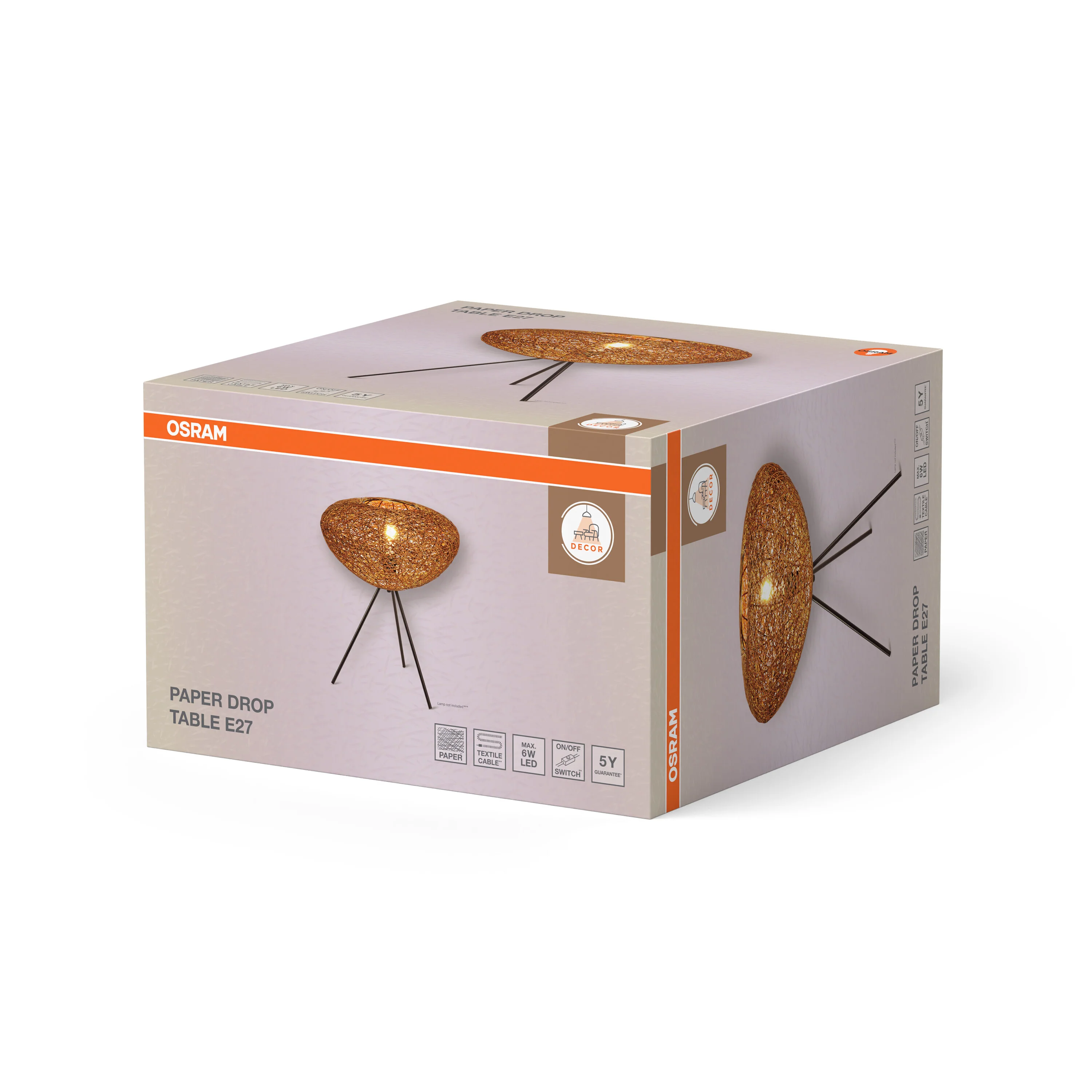 OSRAM Decor Paper Drop Lampa stołowa E27 beżowa - Image 6