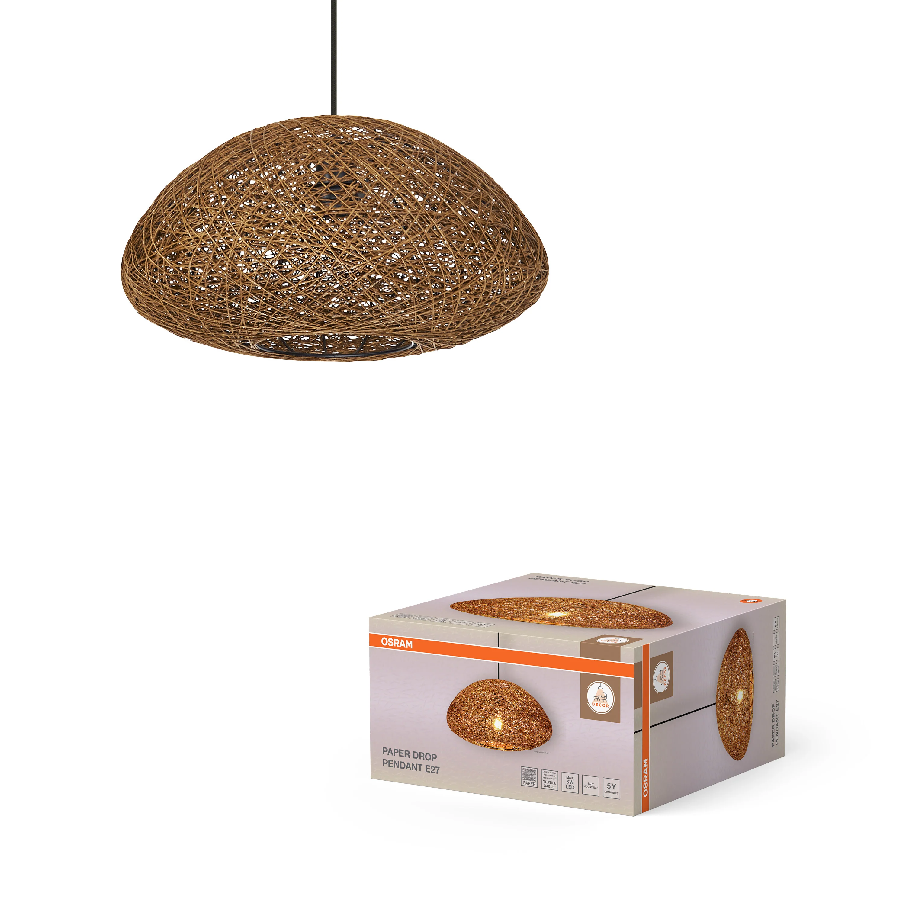 OSRAM Decor Paper Drop Wisząca E27 beżowy - Image 5
