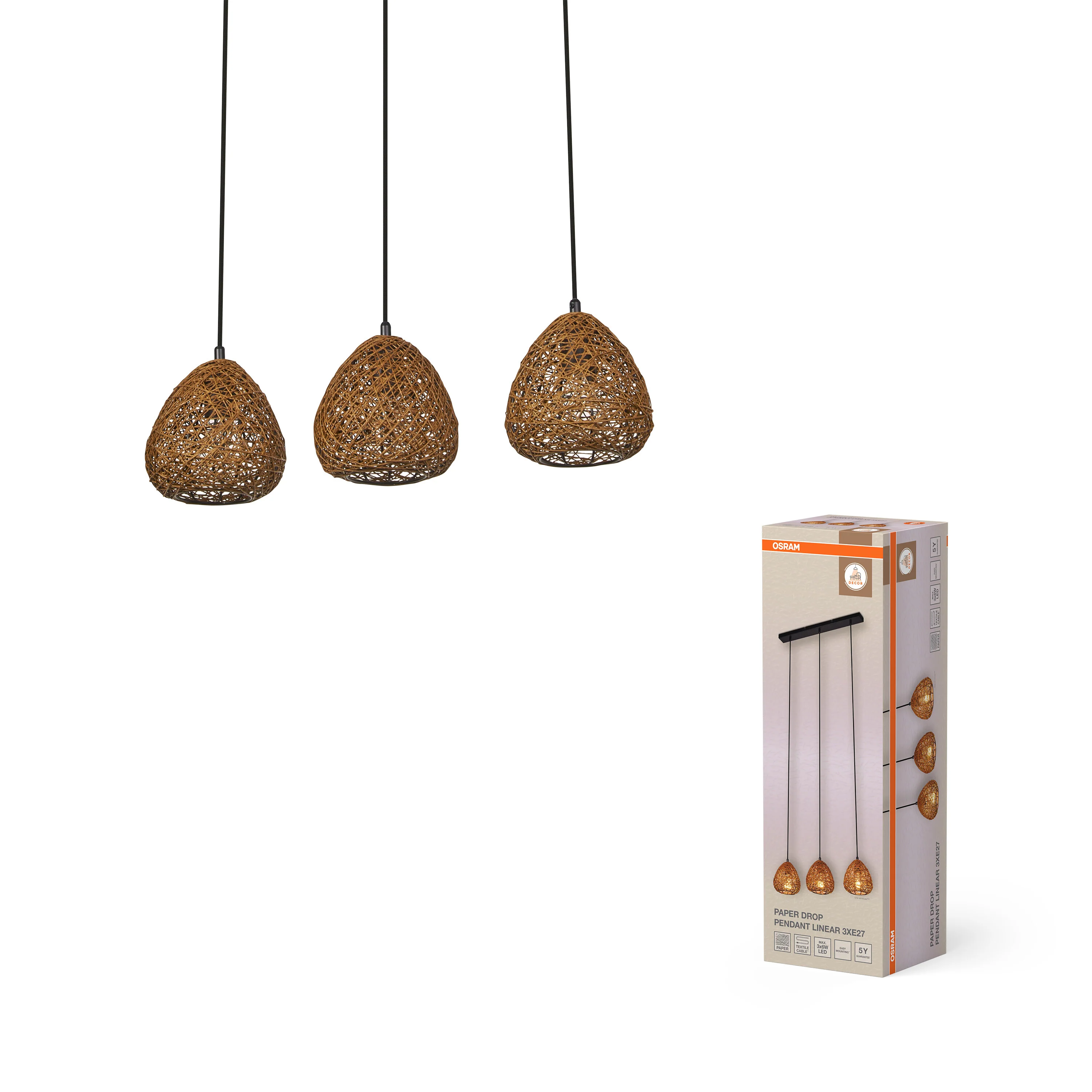 OSRAM Decor Paper Drop Wisząca liniowy E27 beżowy - Image 5