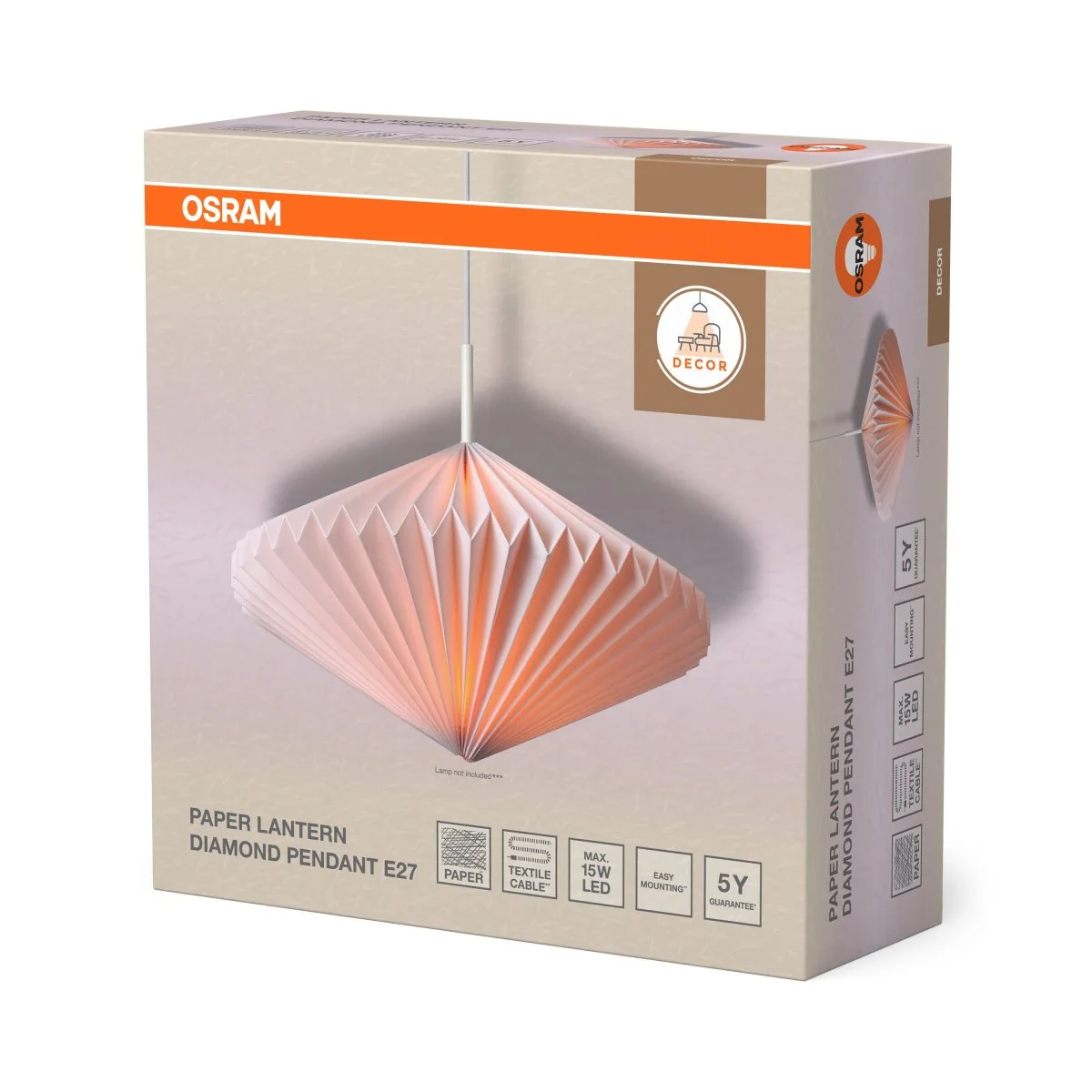 OSRAM Decor Paper Lantern Diamond Wisząca E27 biały - Image 2