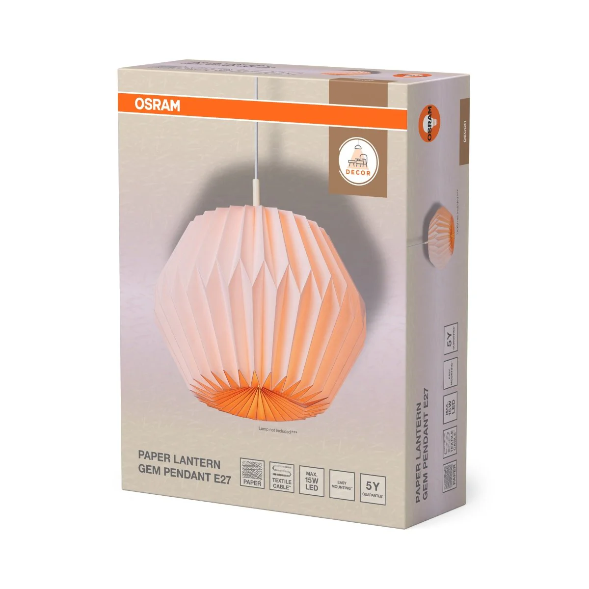 OSRAM Decor Paper Lantern Gem Wisząca E27 biały - Image 2