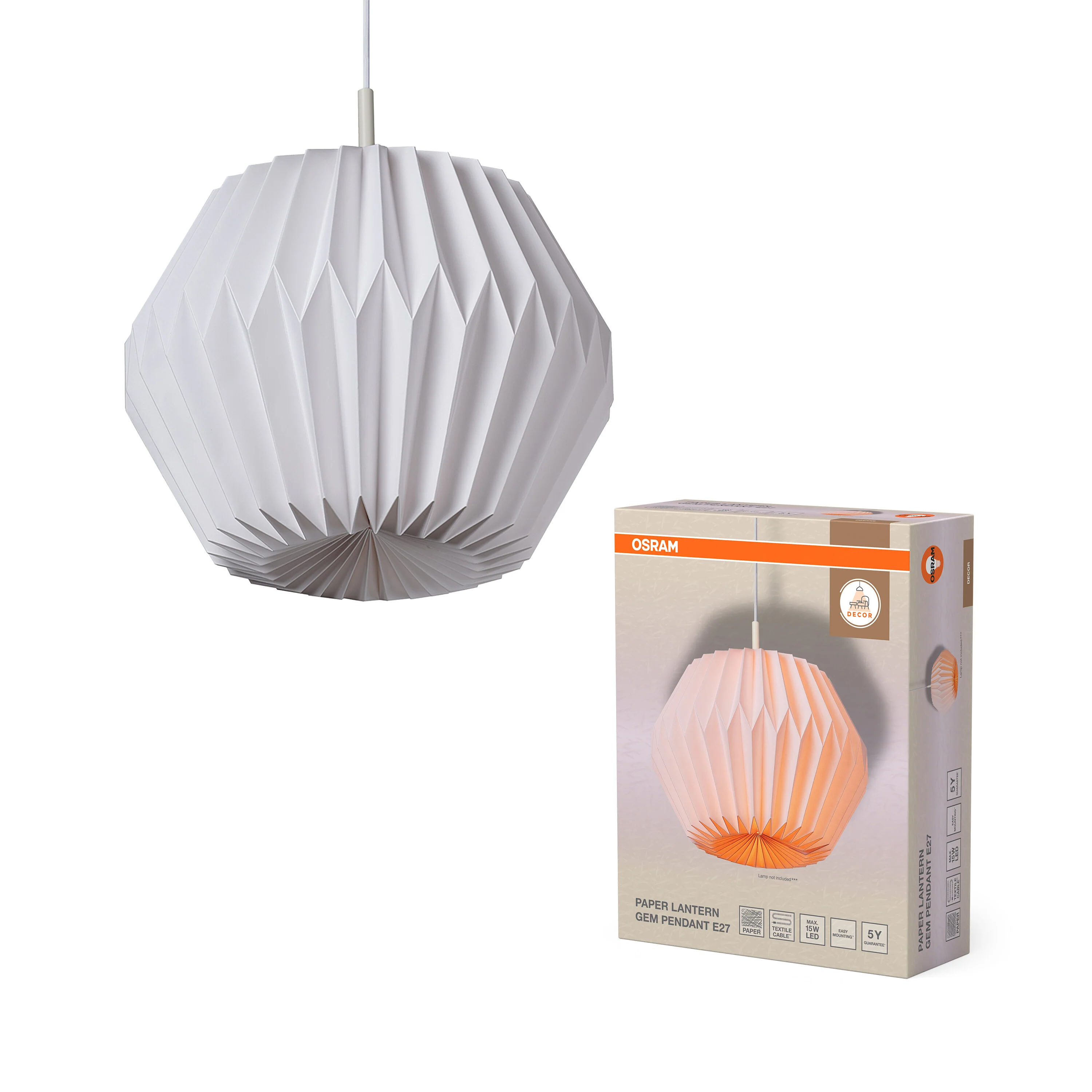 OSRAM Decor Paper Lantern Gem Wisząca E27 biały - Image 5