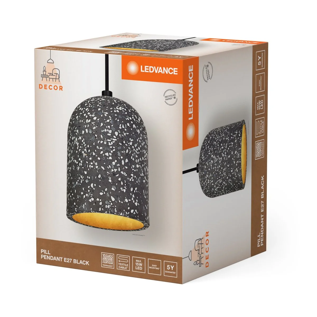 OSRAM Decor Pill lampa Wisząca 1×E27 czarna - Image 2