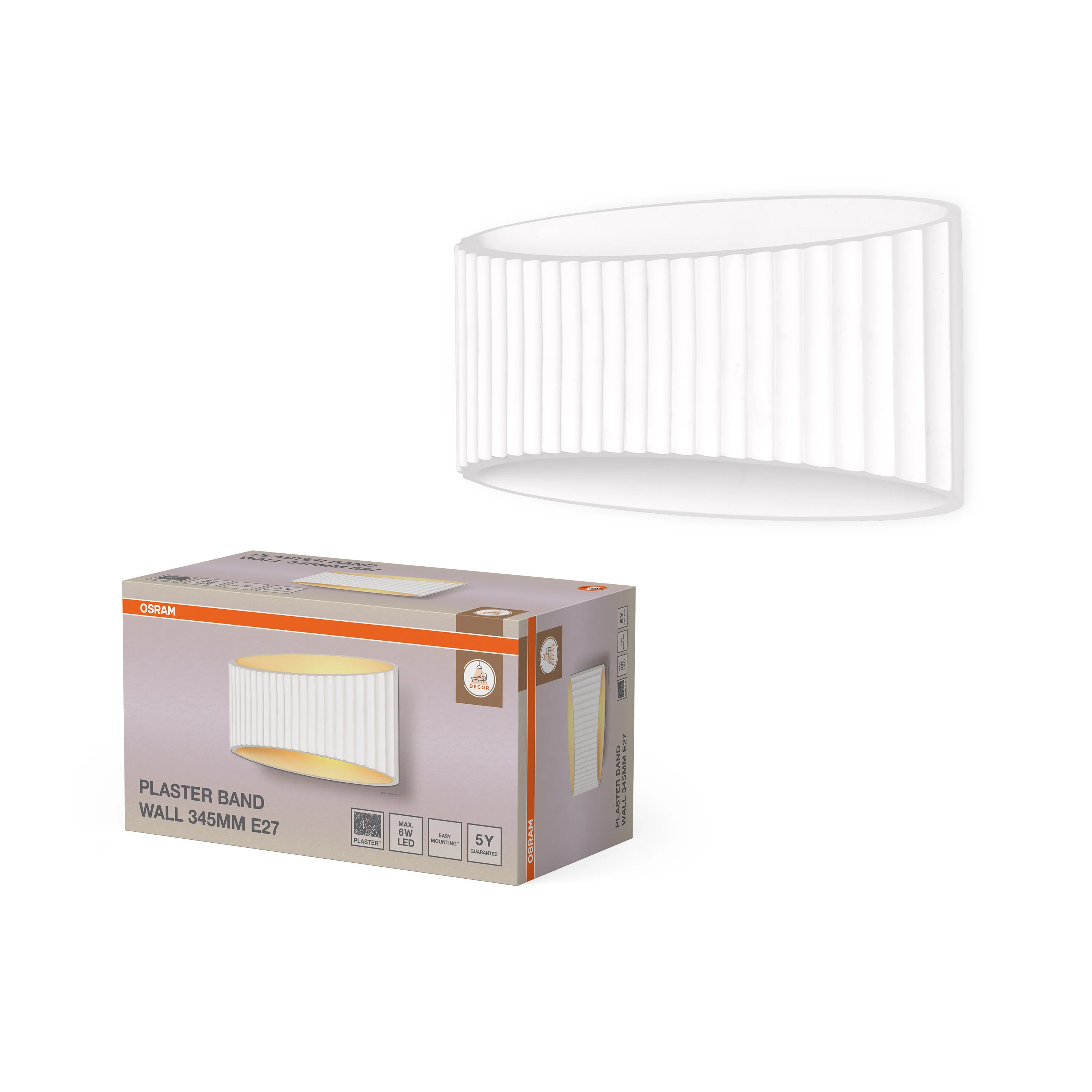 OSRAM Decor Plaster Band Kinkiet 345 1x E27 biały - Image 5