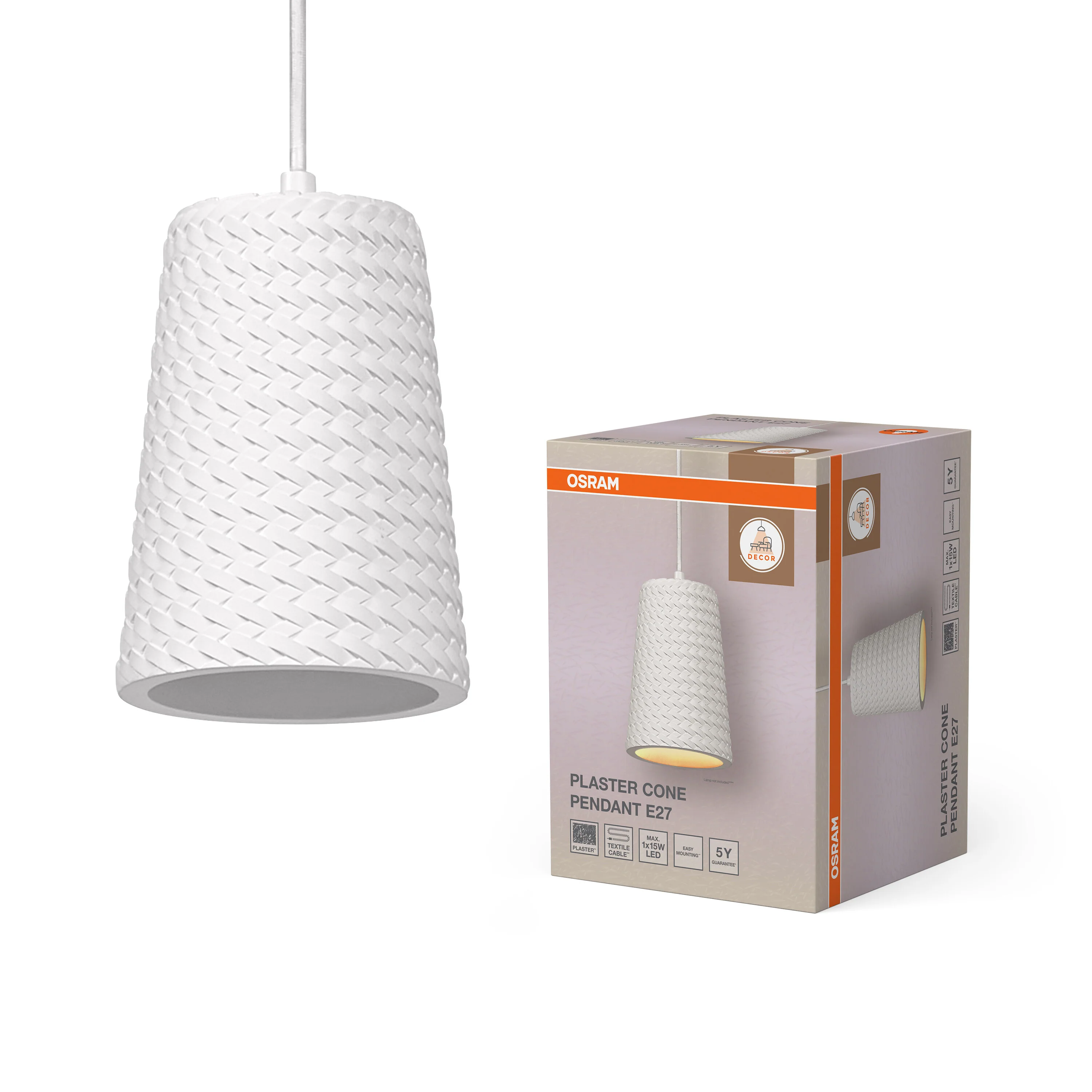 OSRAM Decor Plaster Cup Wisząca E27 biały - Image 5