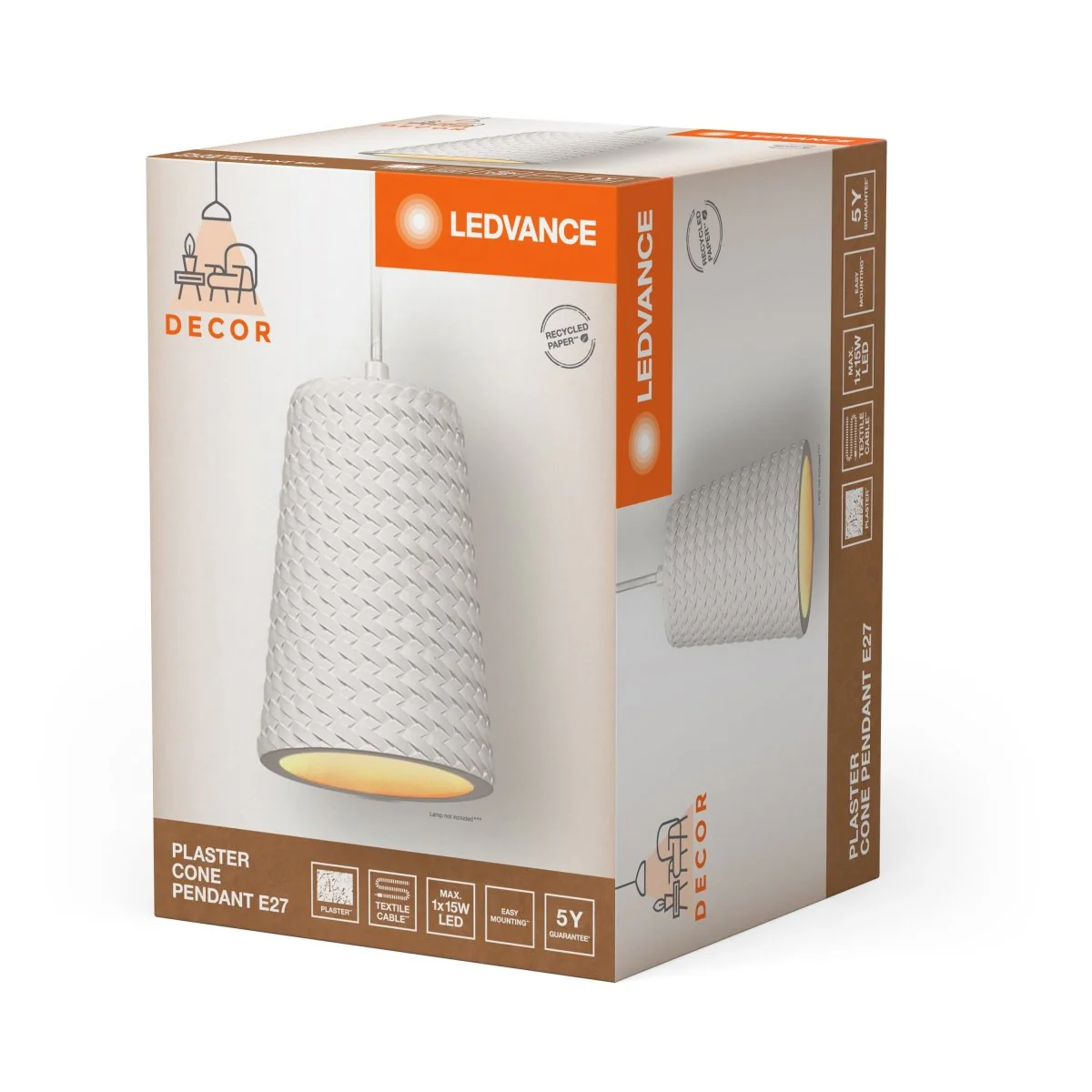 OSRAM Decor Plaster Cup Wisząca E27 White Satin - Image 2