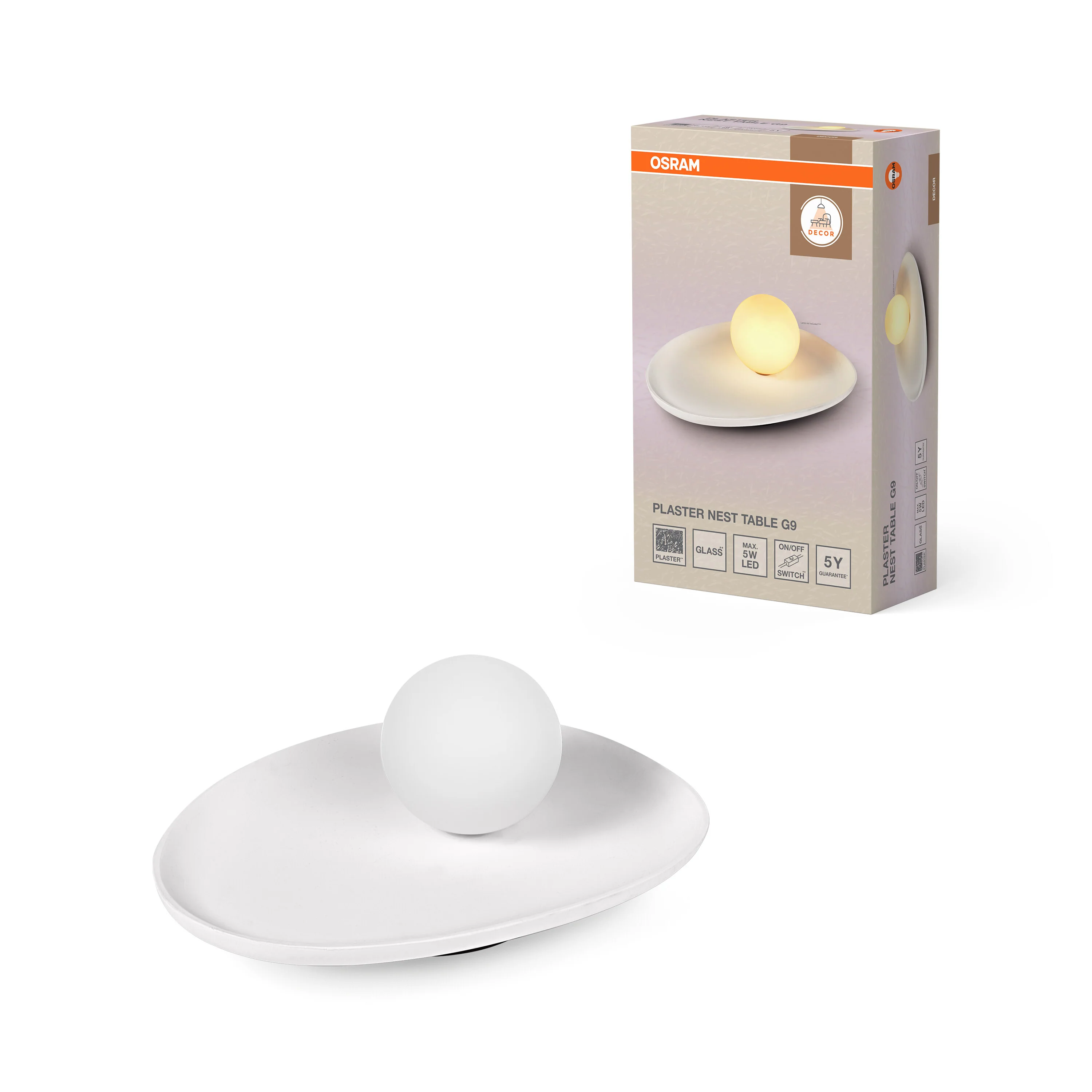 OSRAM Decor Plaster Nest Lampa stołowa G9 biała - Image 5