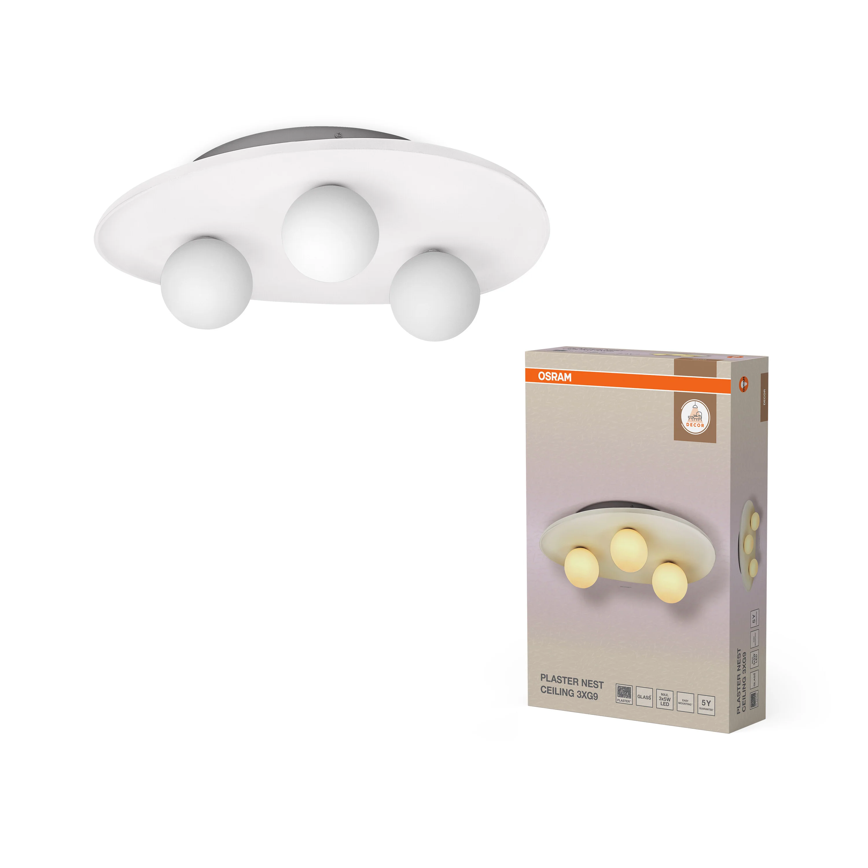 OSRAM Decor Plaster Nest Plafon 3x G9 biały - Image 5