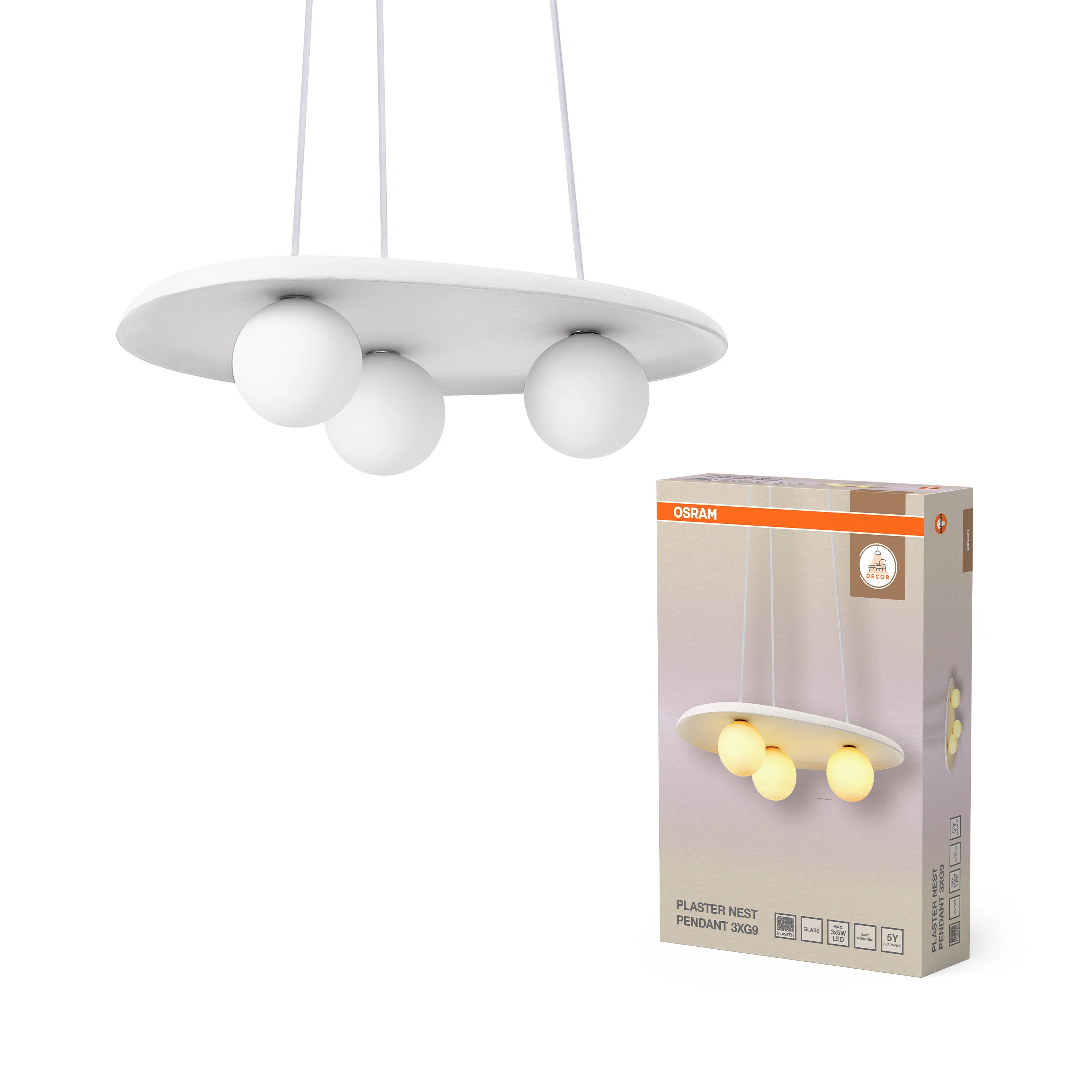 OSRAM Decor Plaster Nest Wisząca G9 biały - Image 5