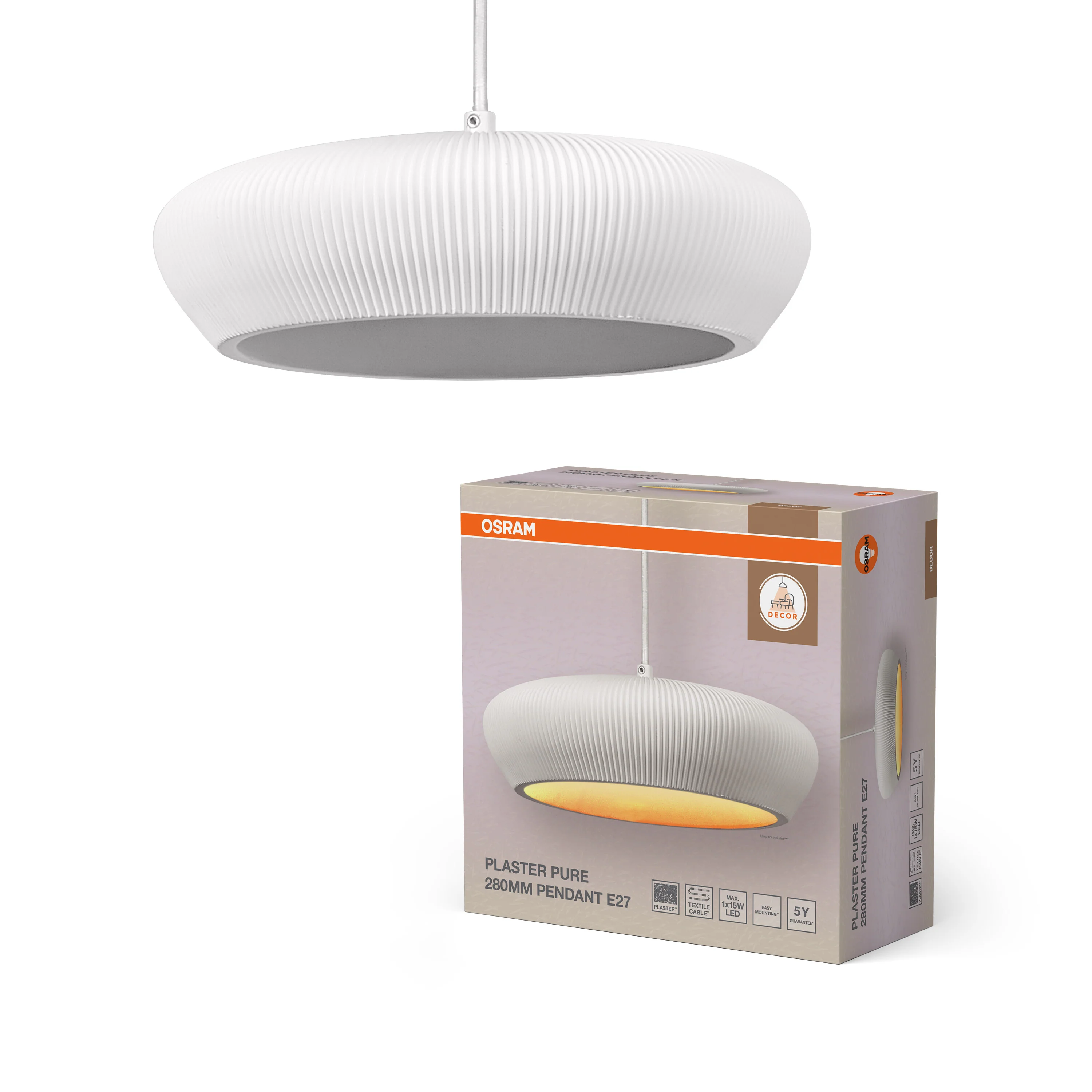 OSRAM Decor Plaster Pure Wisząca 280mm E27 biały - Image 5