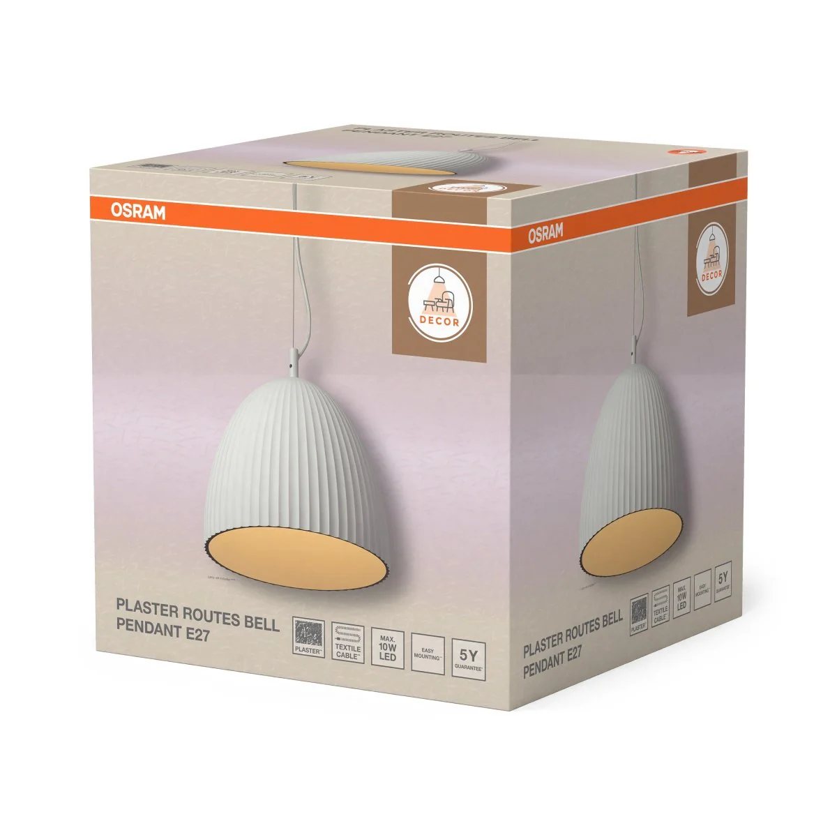 OSRAM Decor Plaster Routes Bell Wisząca 1xE27 biały - Image 2