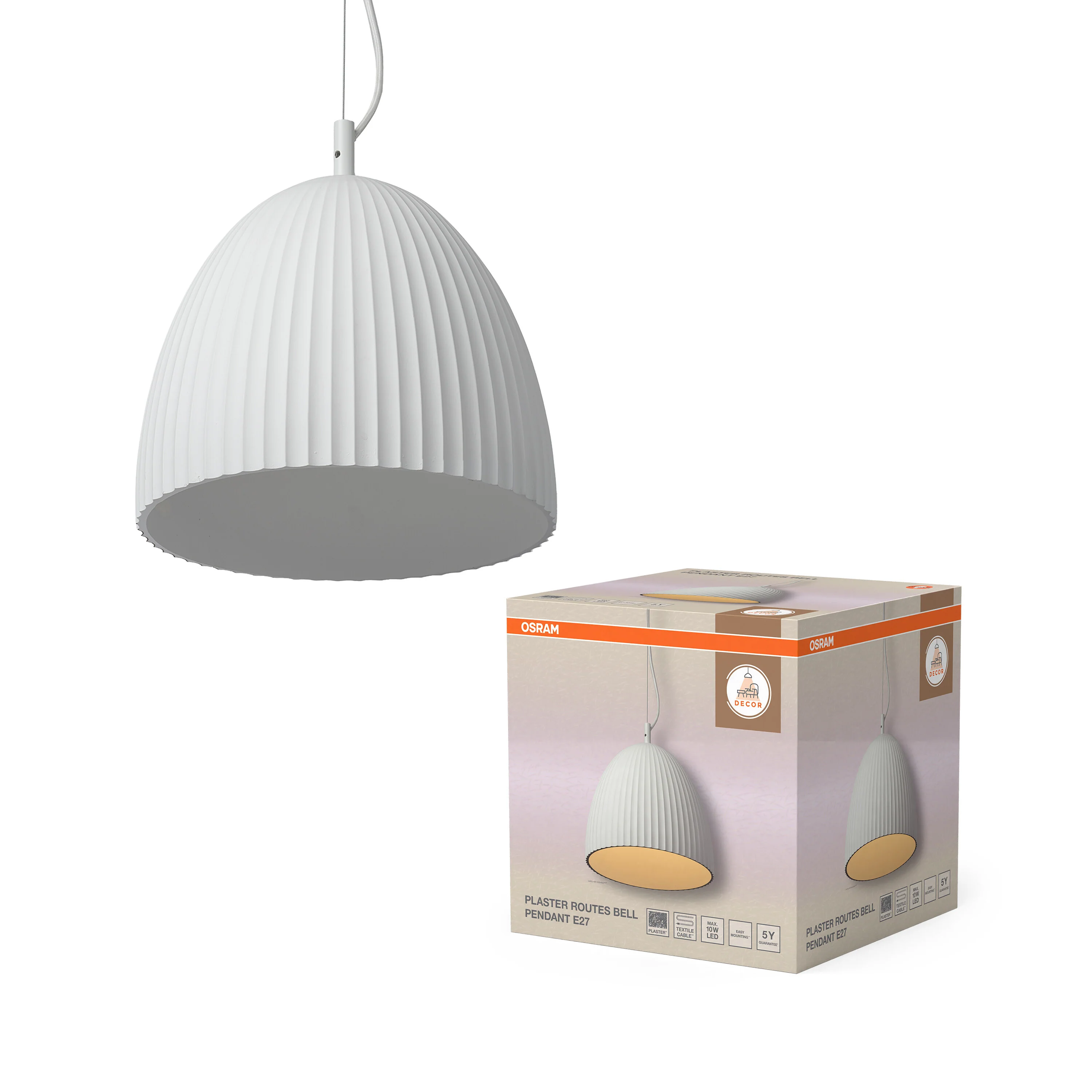 OSRAM Decor Plaster Routes Bell Wisząca 1xE27 biały - Image 5