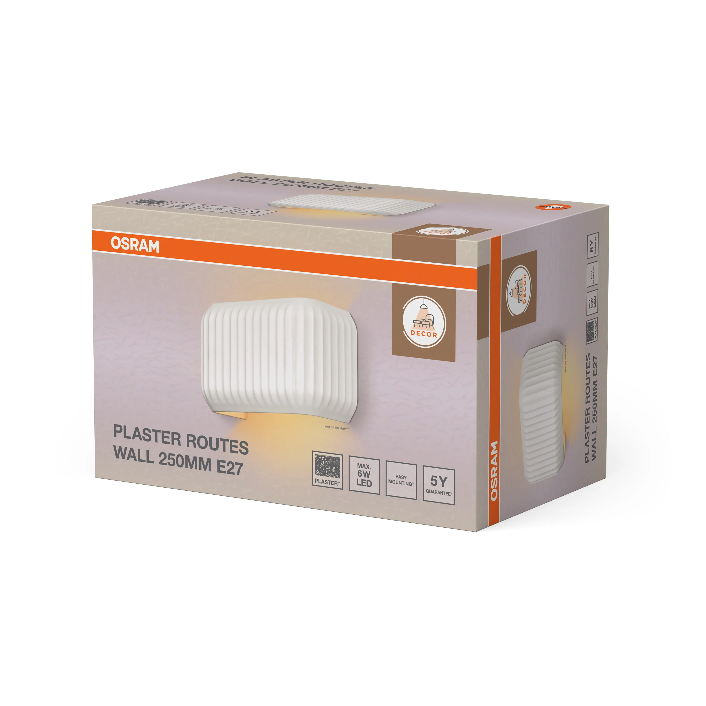OSRAM Decor Plaster Routes Kinkiet 250 1 XE27 biały - Image 6