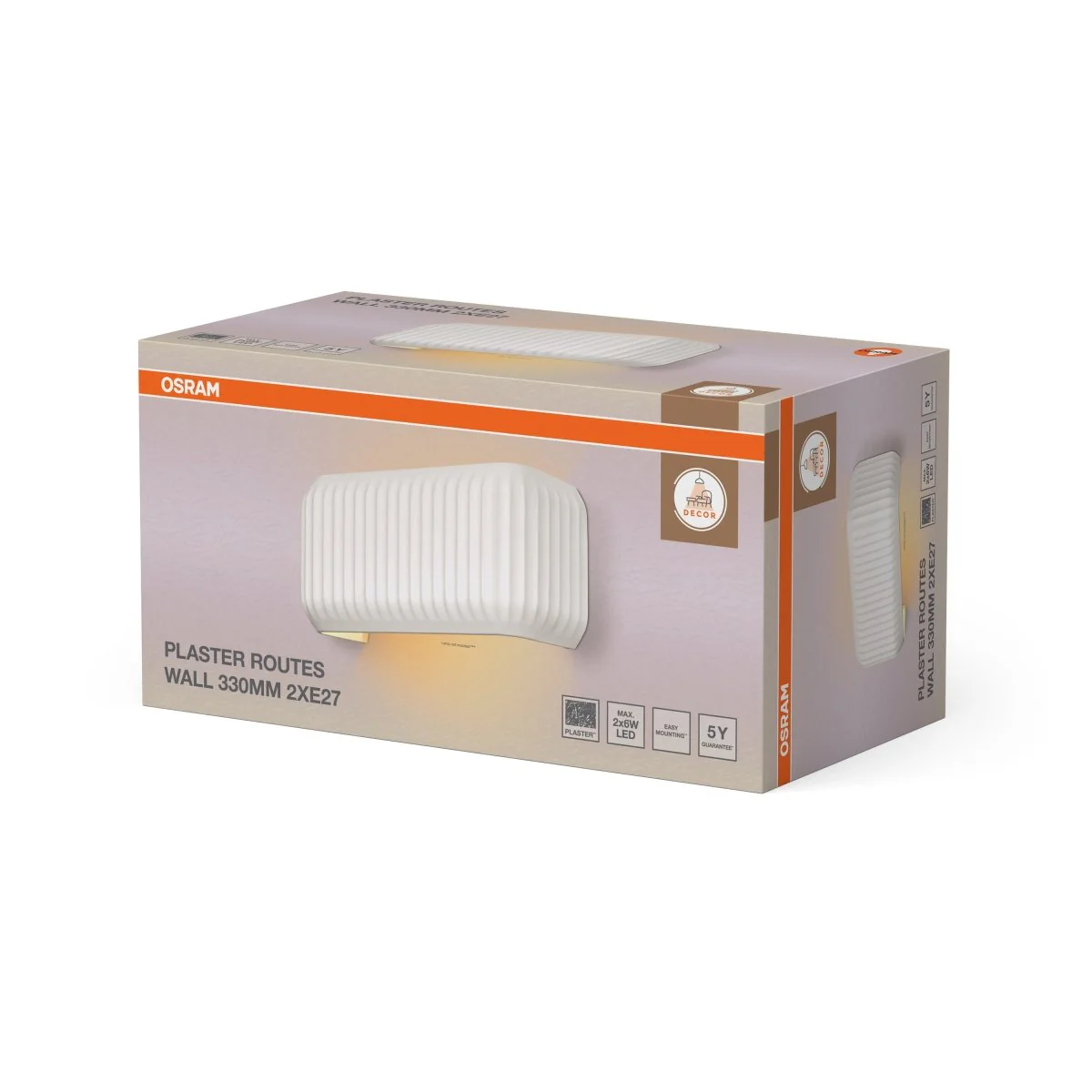 OSRAM Decor Plaster Routes Kinkiet 330 2X E27 biały - Image 2