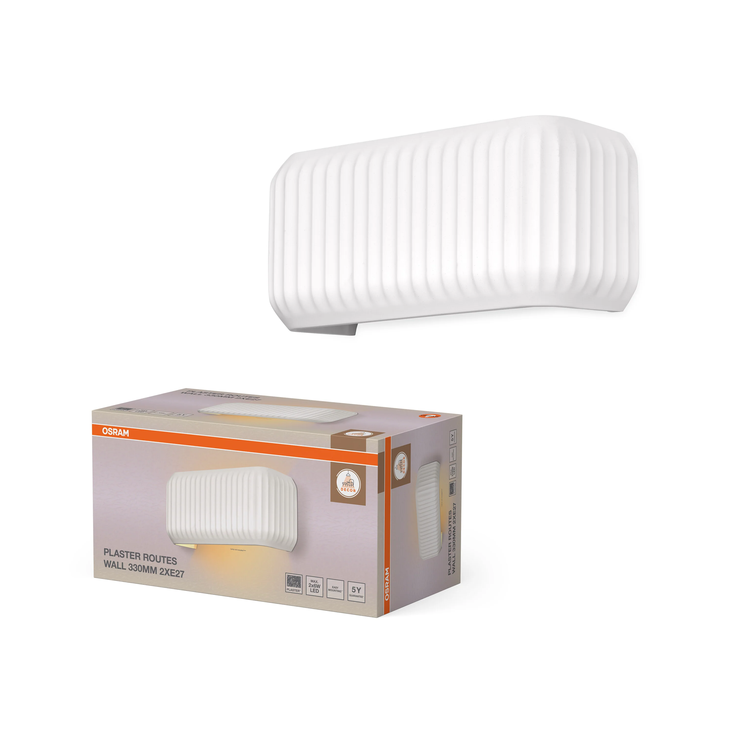 OSRAM Decor Plaster Routes Kinkiet 330 2X E27 biały - Image 5