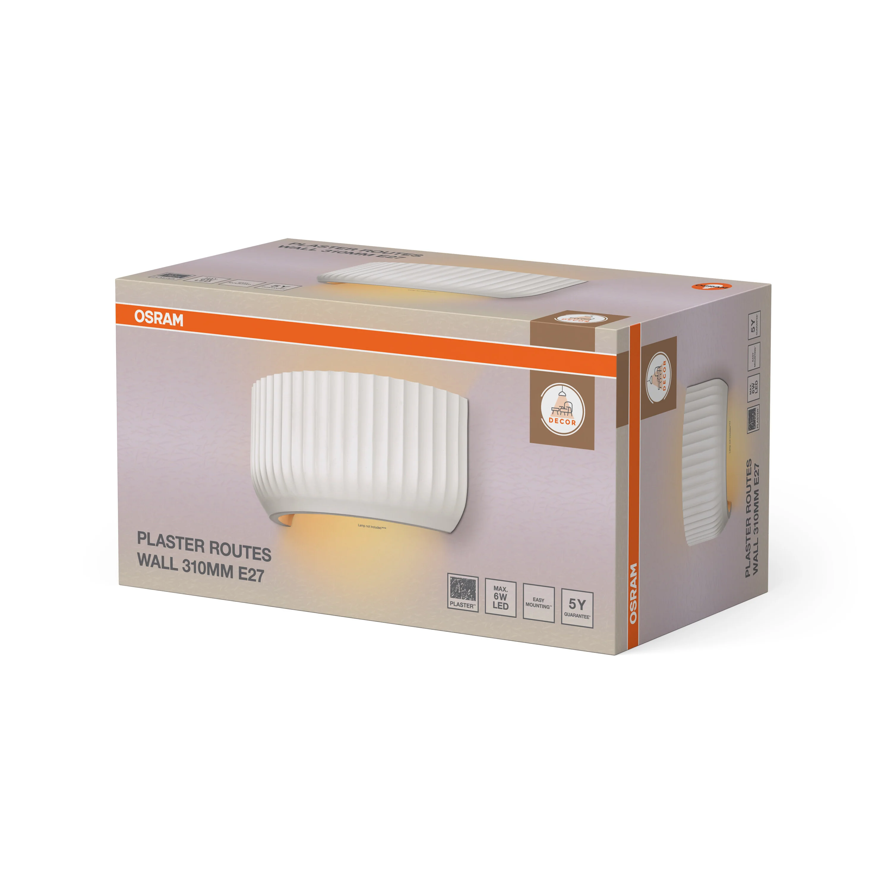 OSRAM Decor Plaster Routes Kinkiet góra 310 1xE27 biały - Image 6