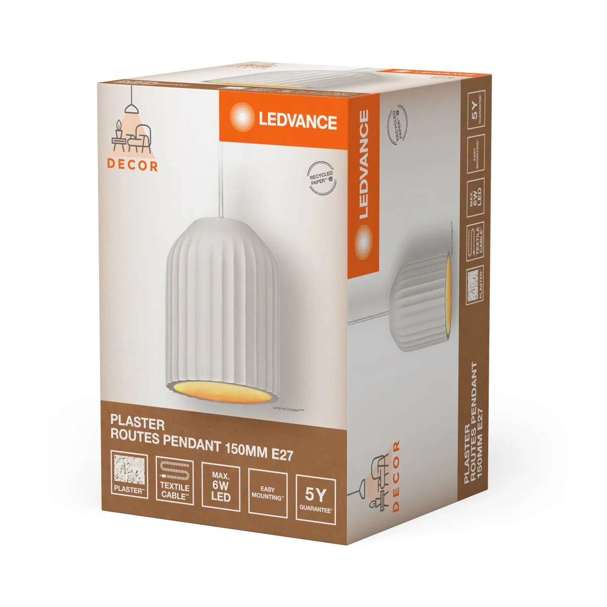 OSRAM Decor Plaster Routes Lampa wisząca Ø150 1xE27 biały - Image 2