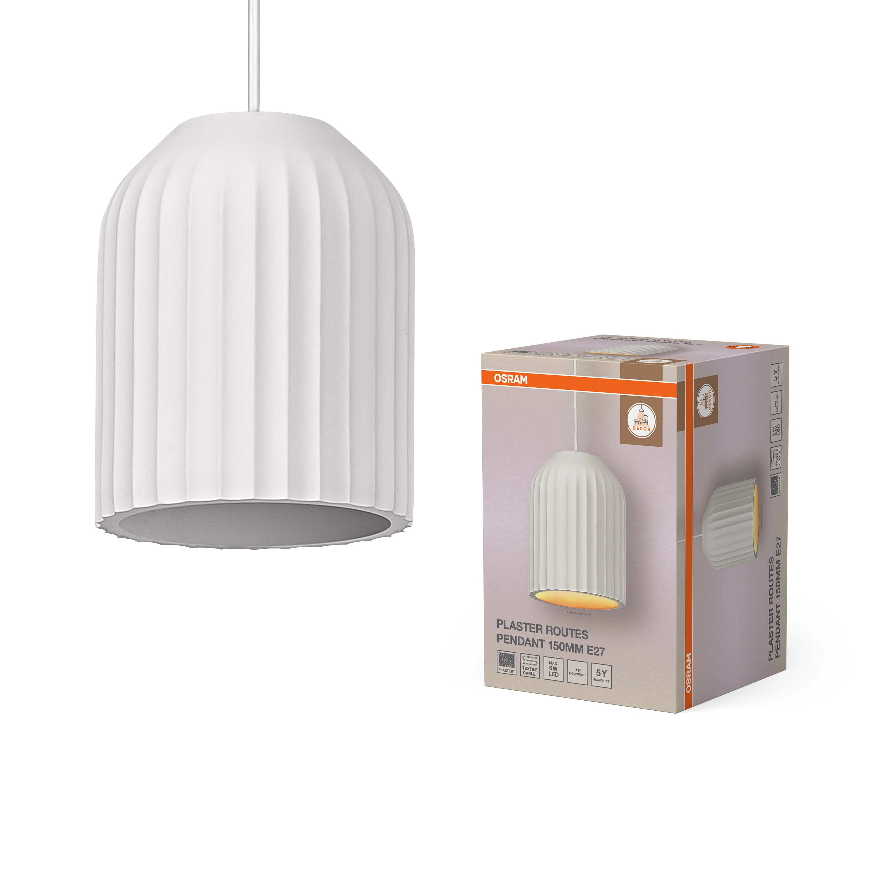 OSRAM Decor Plaster Routes Wisząca 150 E27 biały - Image 5