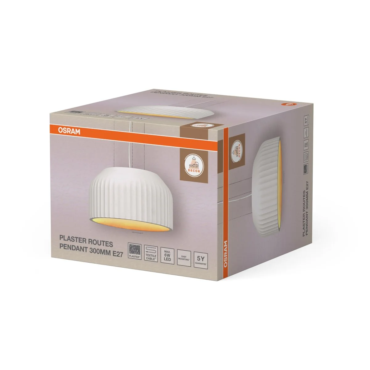 OSRAM Decor Plaster Routes Wisząca 300 E27 biały - Image 2