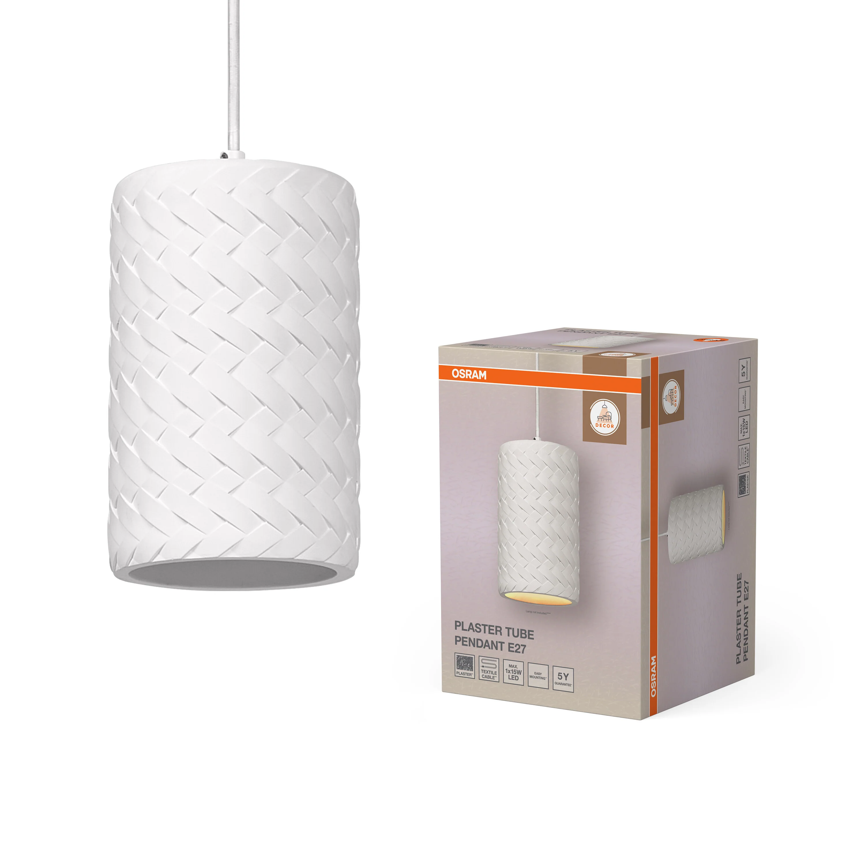 OSRAM Decor Plaster Wood Wisząca 220mm E27 biały - Image 5