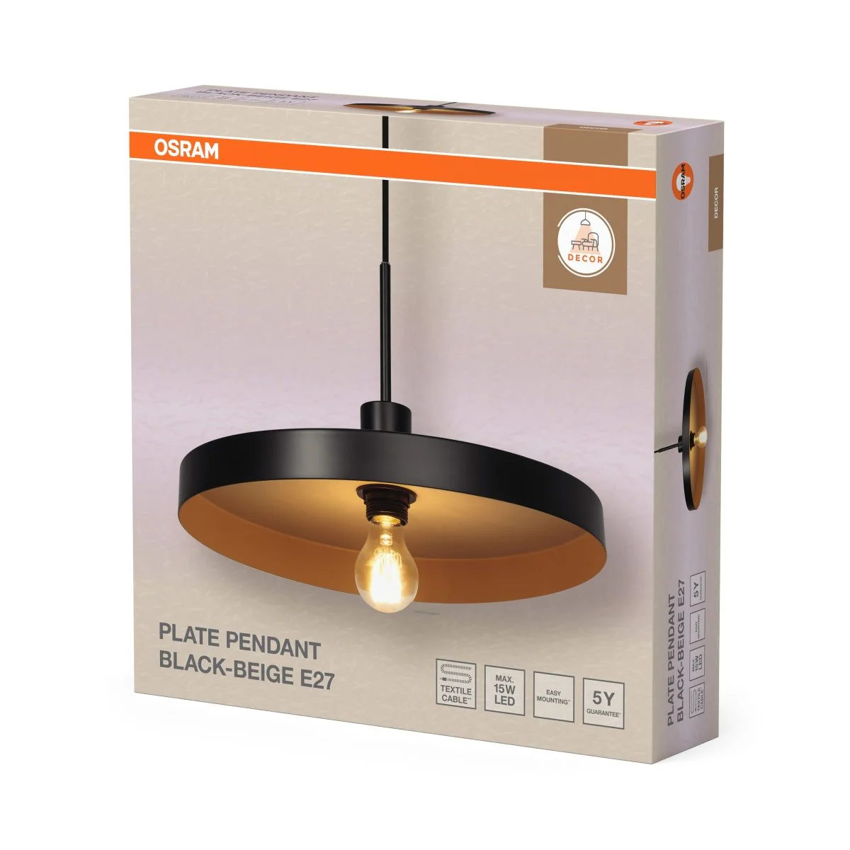 OSRAM Decor Plate Wisząca E27  beżowy - Image 2