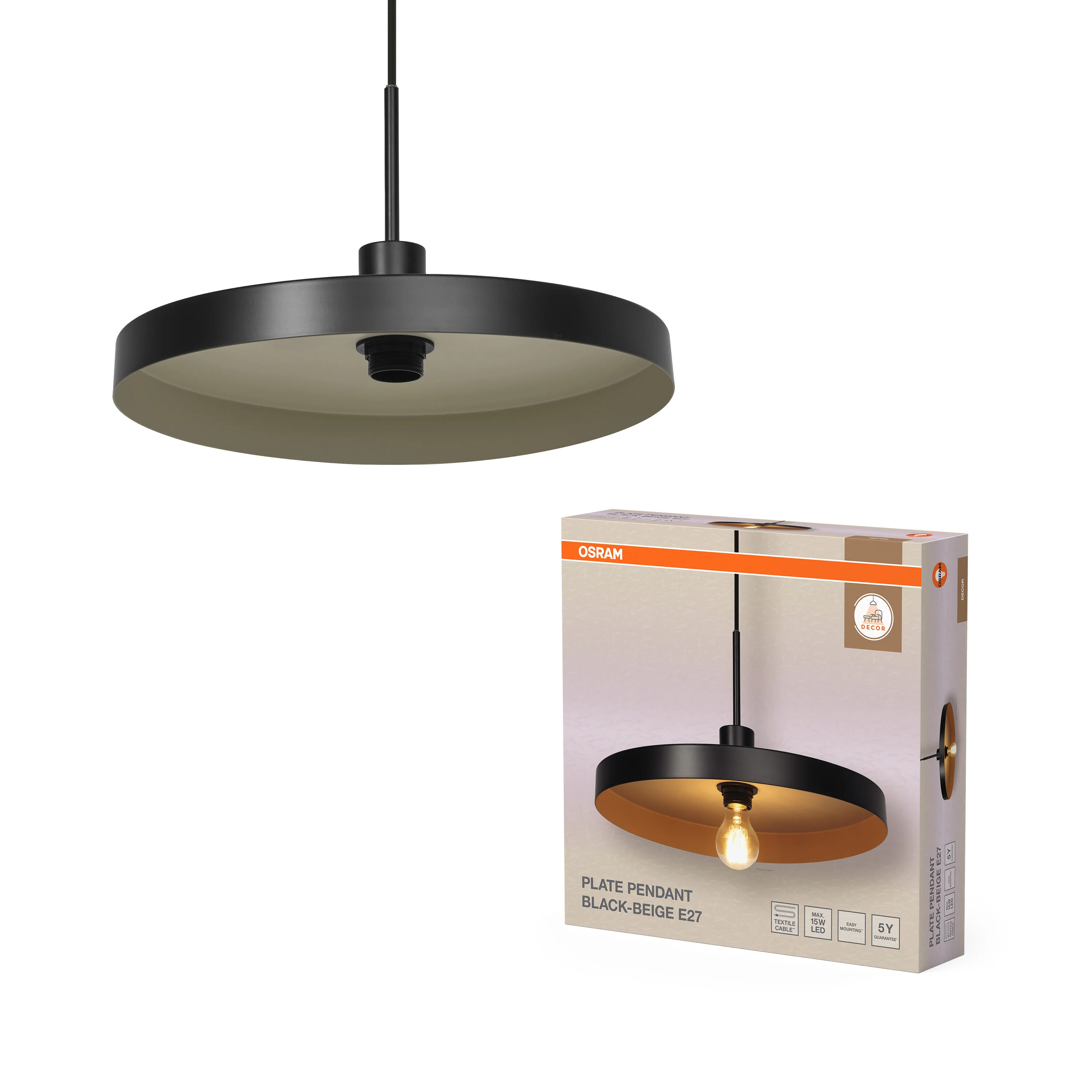 OSRAM Decor Plate Wisząca E27  beżowy - Image 5