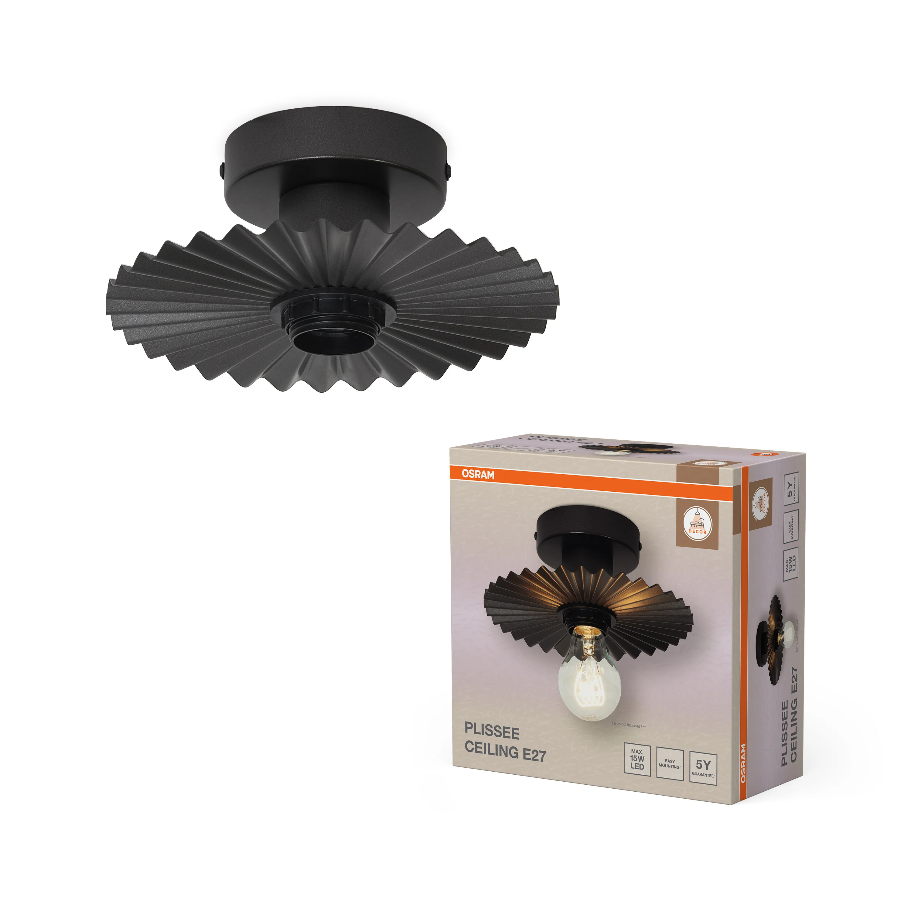 OSRAM Decor Plisse Plafon E 27 ciemny szary - Image 5