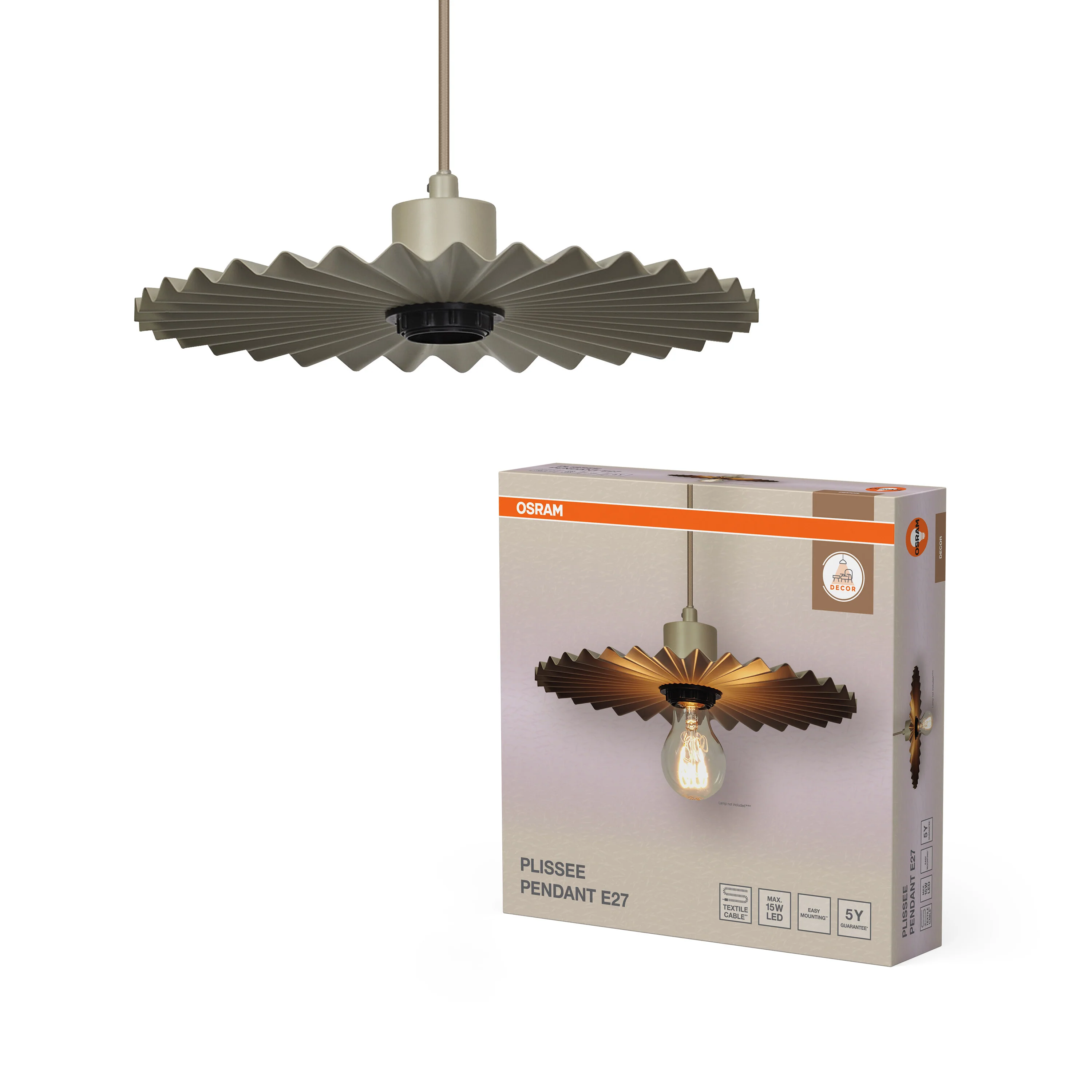 OSRAM Decor Plisse Wisząca E27 beżowy - Image 5