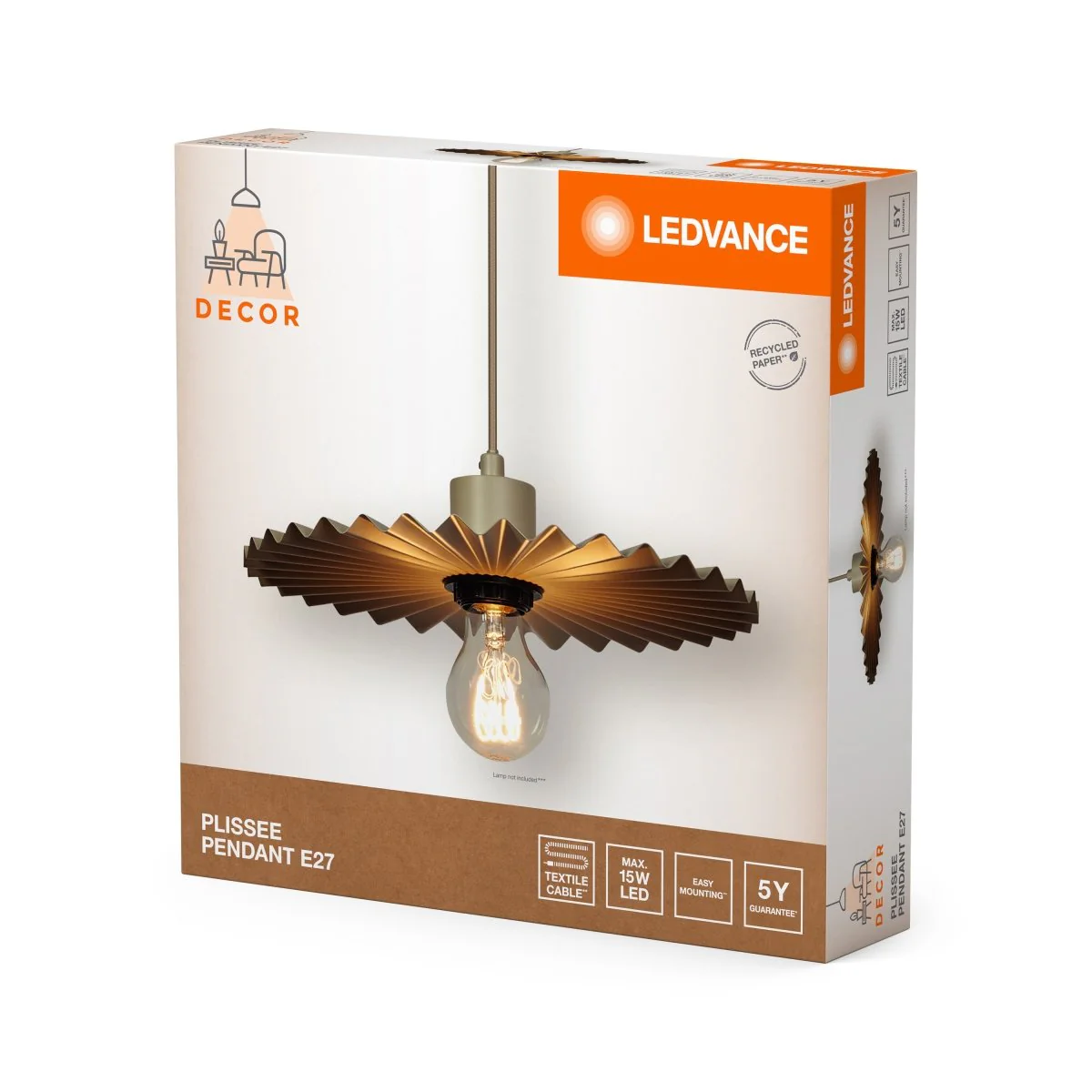 OSRAM Decor Plisse Wisząca E27 jasnobeżowy - Image 2