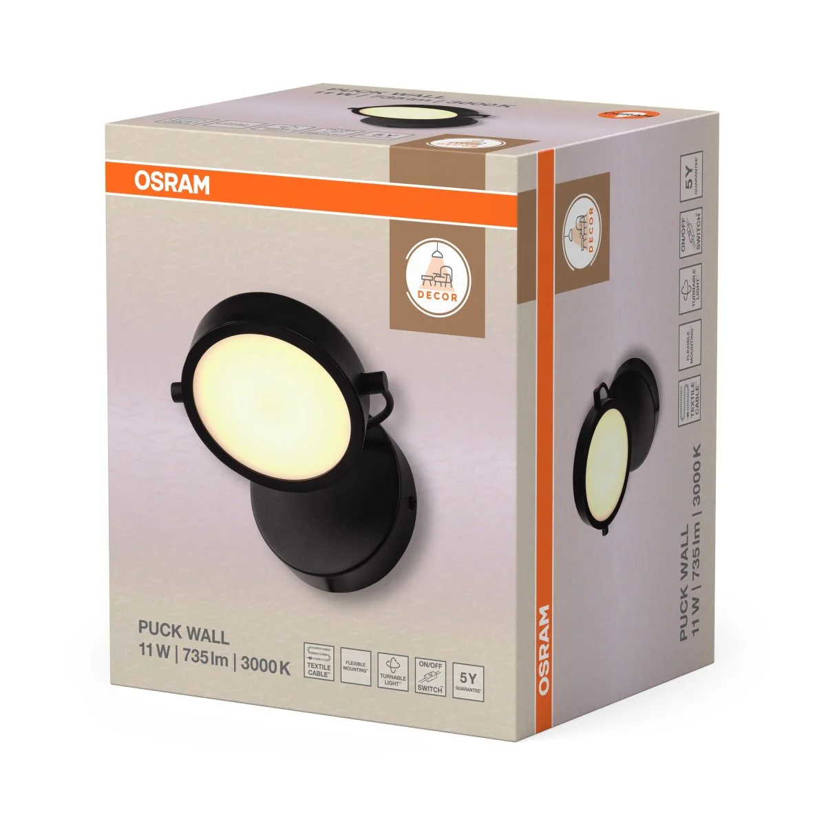 OSRAM Decor Puck Kinkiet 11W 930 czarny - Image 2