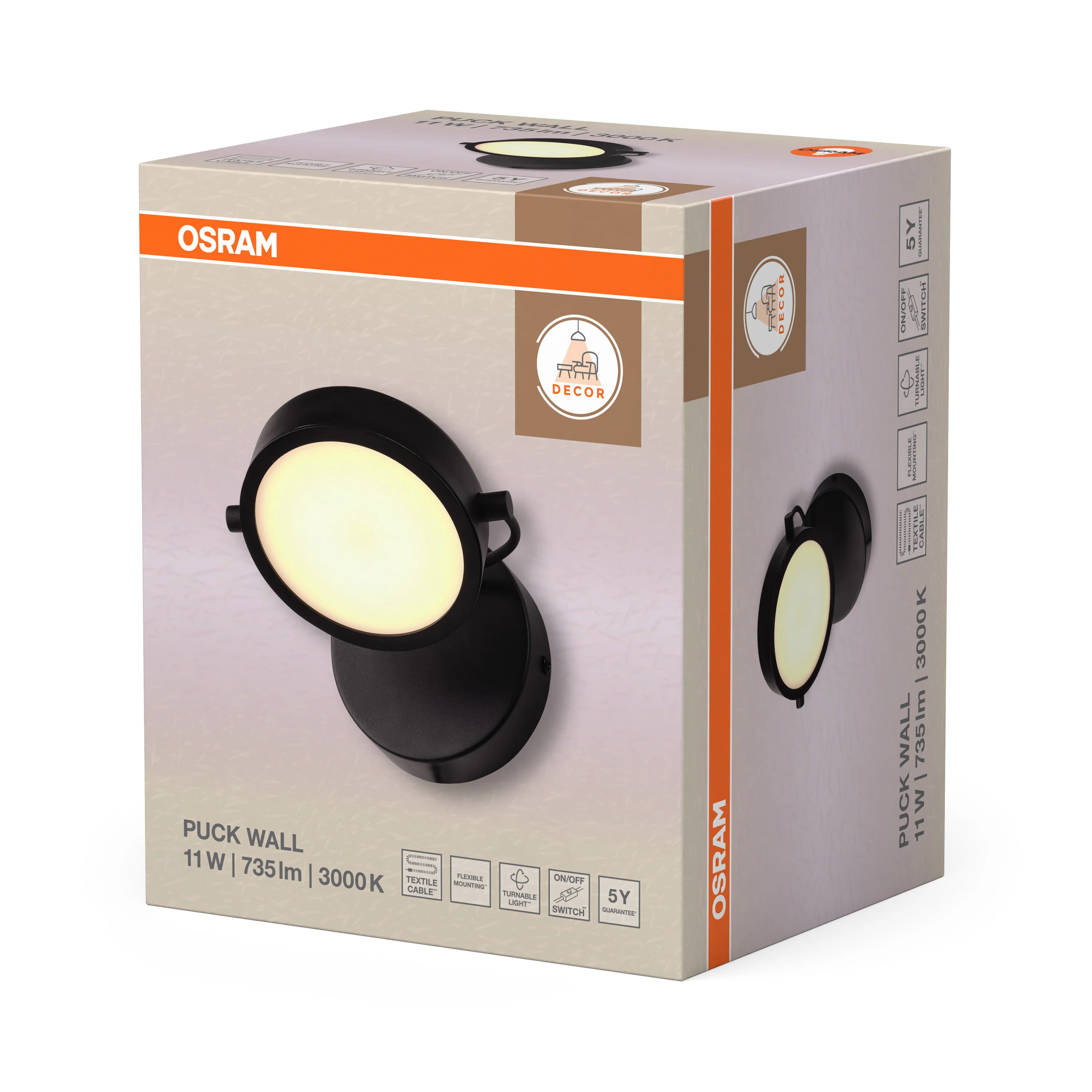 OSRAM Decor Puck Kinkiet 11W 930 czarny - Image 6
