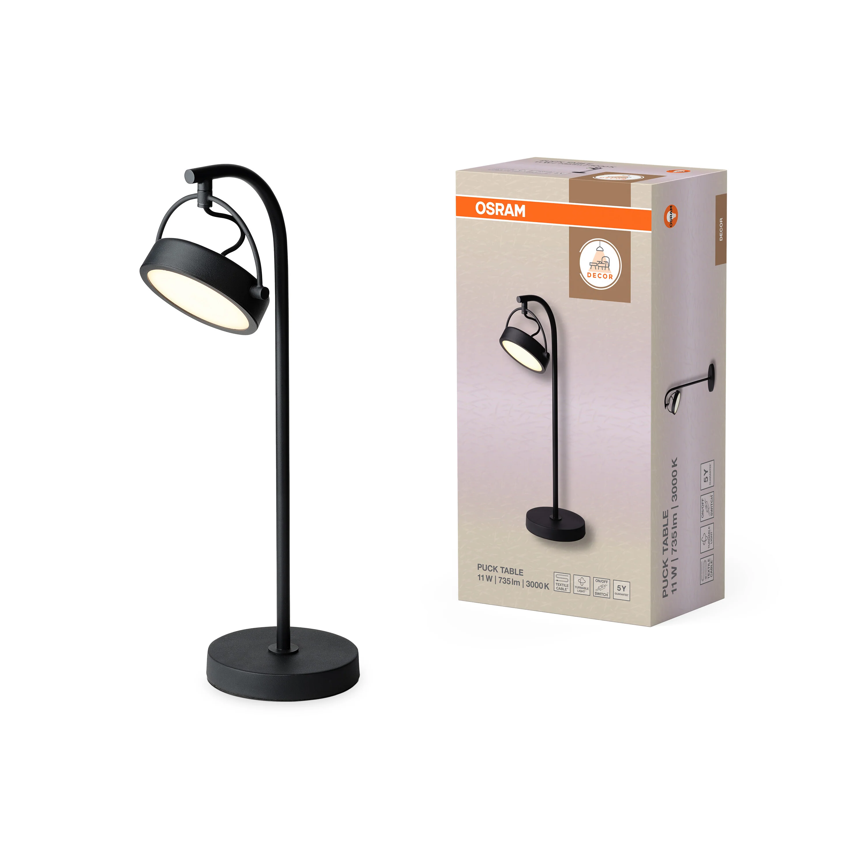 OSRAM Decor Puck Lampa stołowa 11W 930 czarna - Image 5