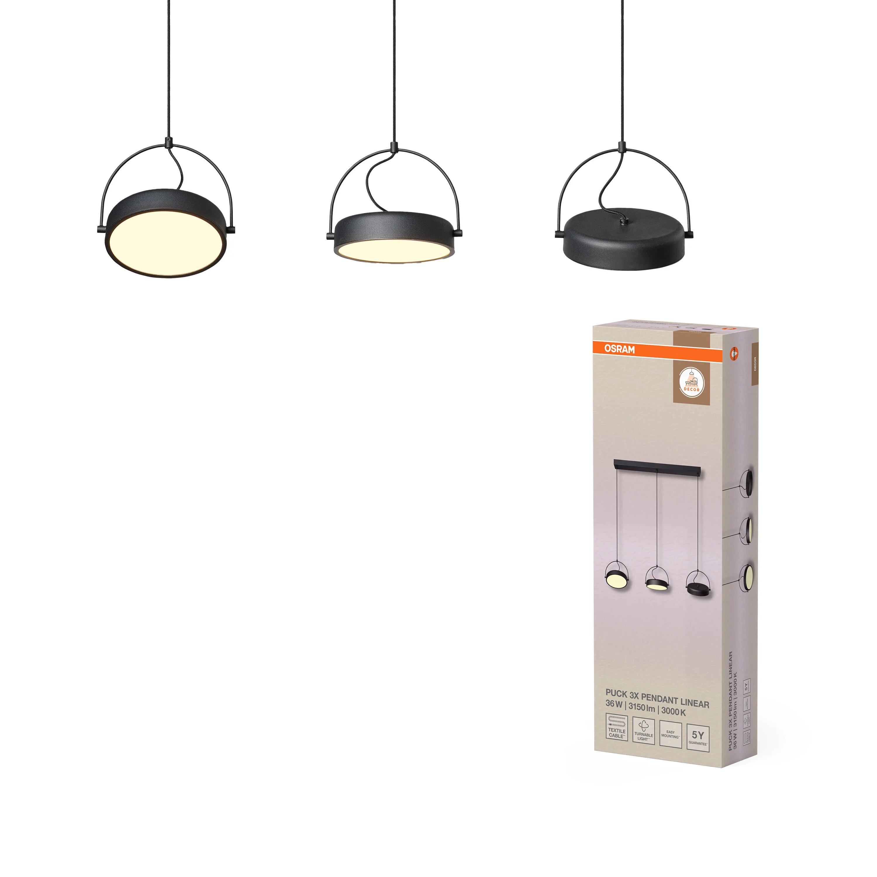 OSRAM Decor Puck Wisząca LN 3x 36W 930 czarny - Image 5
