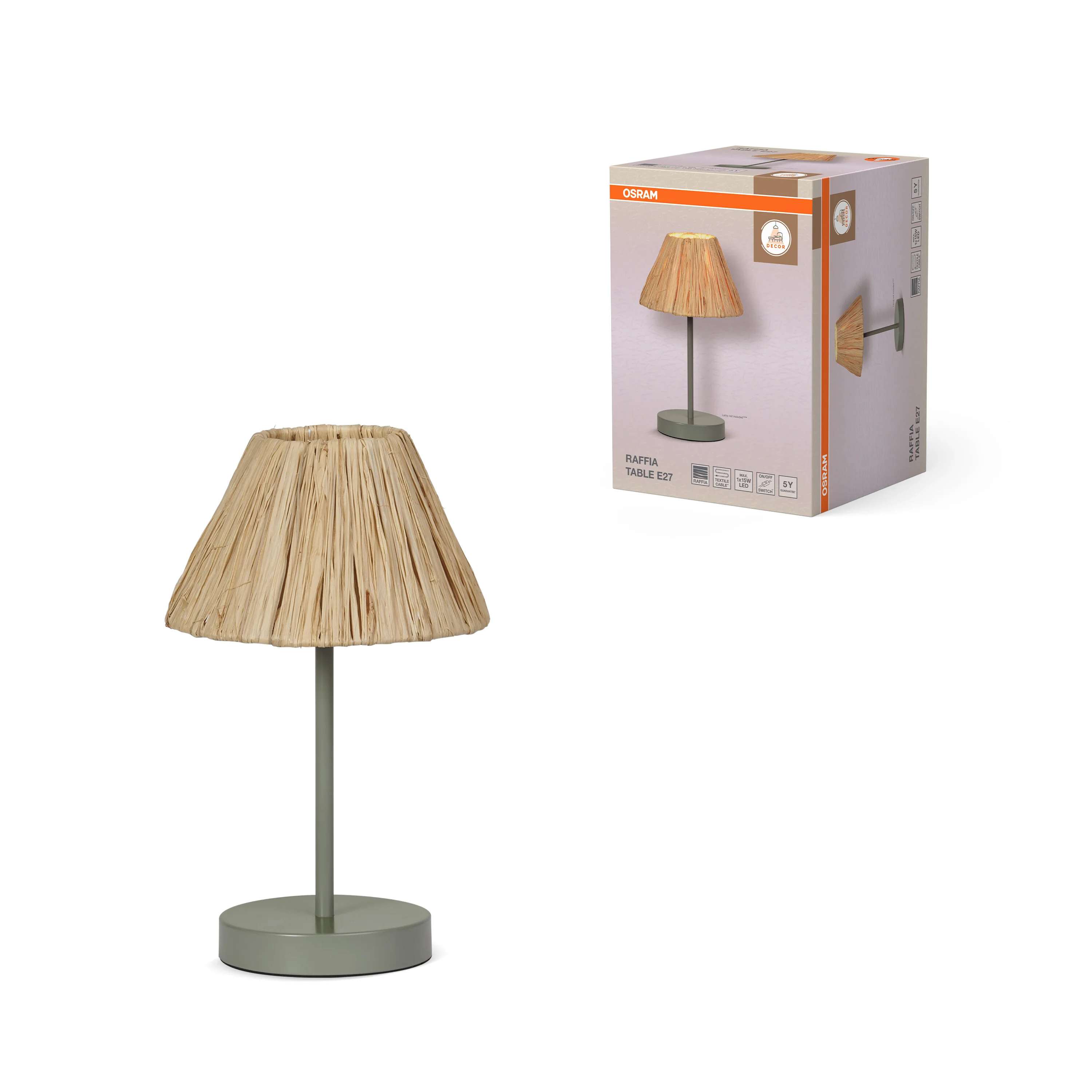 OSRAM Decor Raffia Lampa stołowa E27  zielona - Image 5