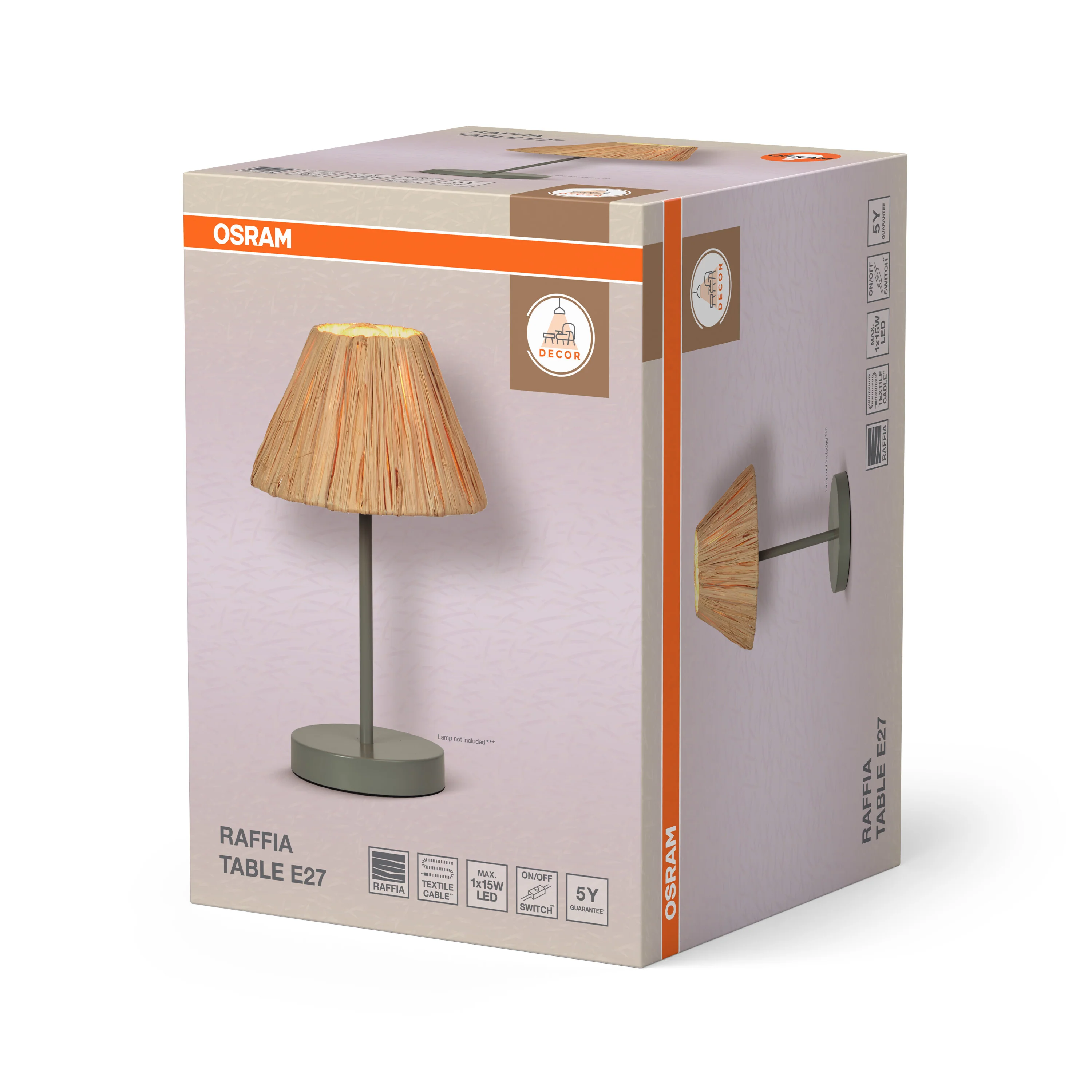OSRAM Decor Raffia Lampa stołowa E27  zielona - Image 6