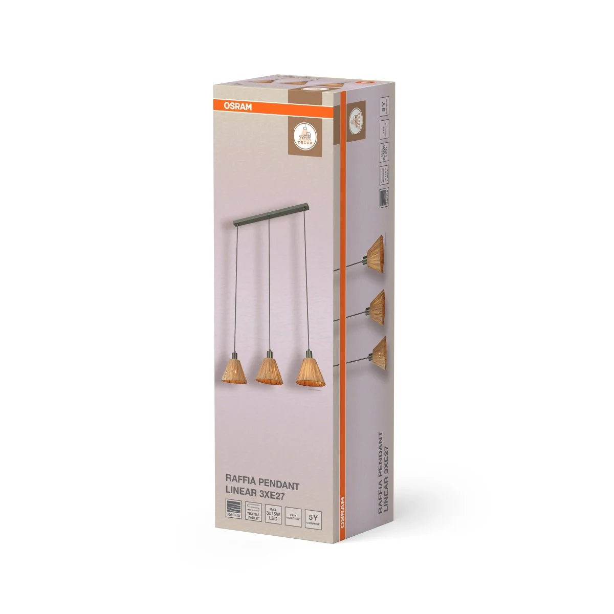 OSRAM Decor Raffia Wisząca liniowy 3x E27 zielony - Image 2