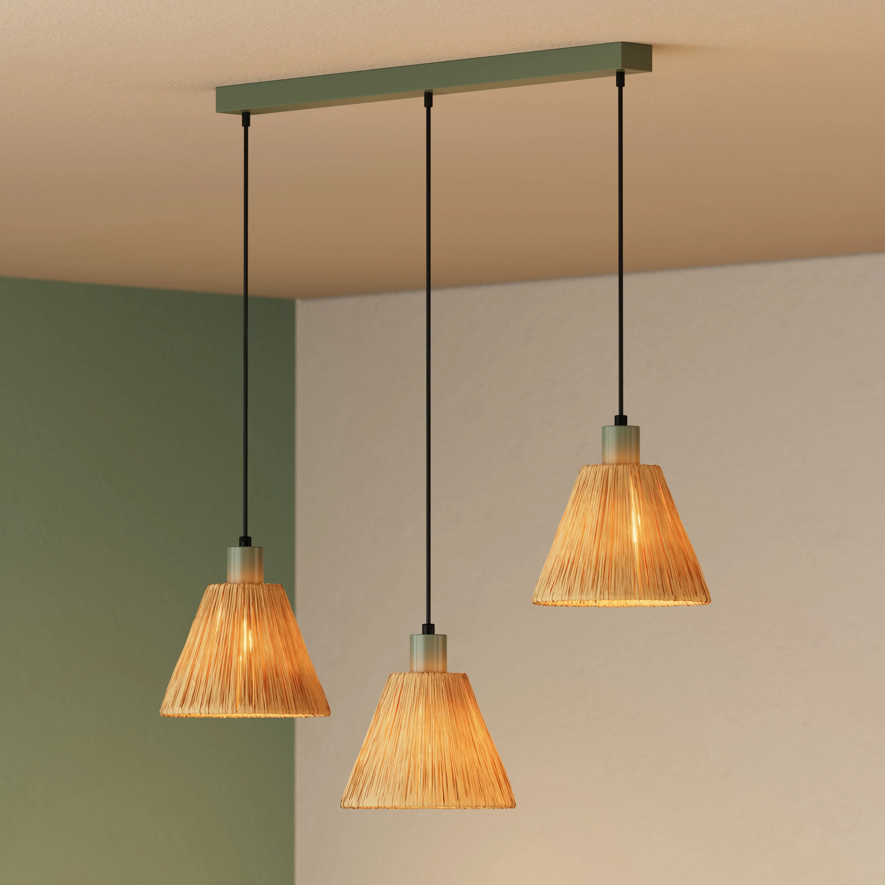 OSRAM Decor Raffia Wisząca liniowy 3x E27 zielony - Image 8