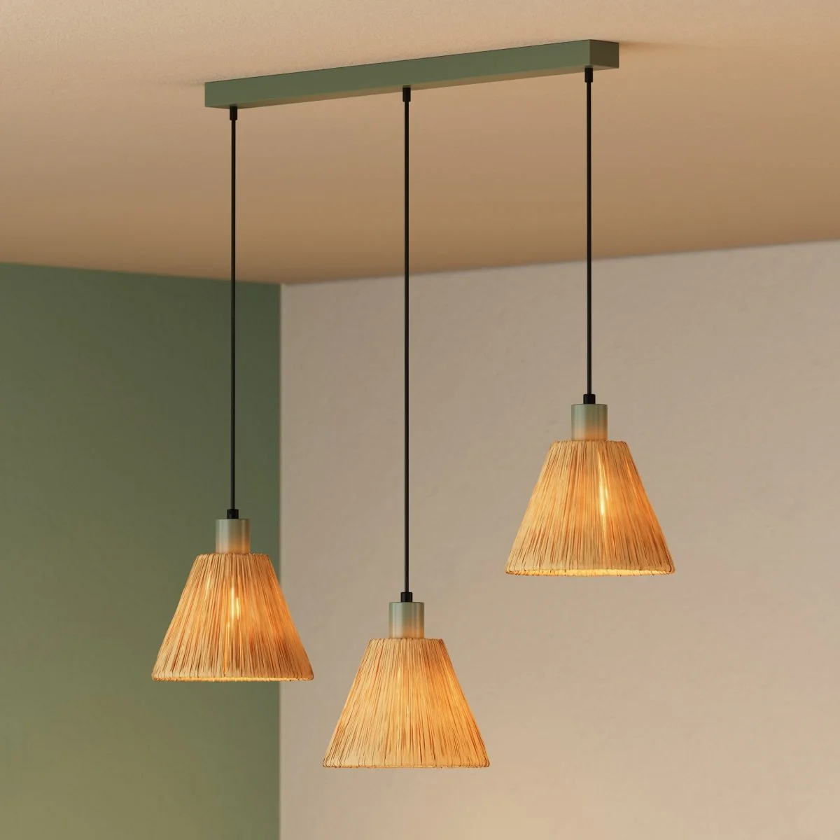 OSRAM Decor Raffia Wisząca liniowy 3xE27 zielony - Image 4