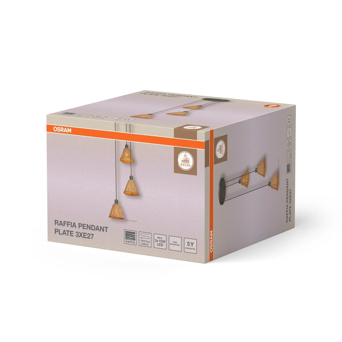 OSRAM Decor Raffia Wisząca płytowy 3x E27 zielony - Image 2