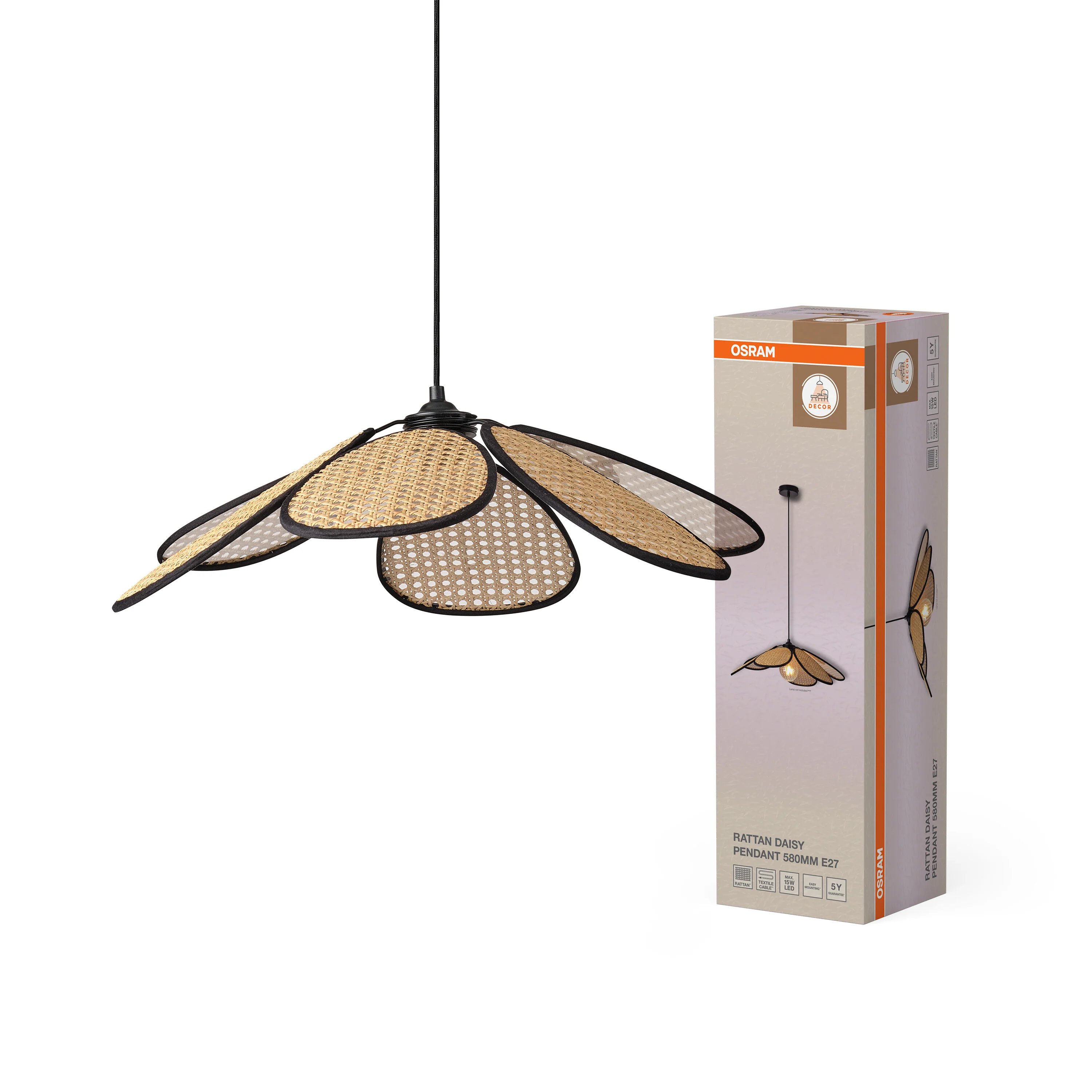 OSRAM Decor Rattan Daisy Wisząca 580 E27 brązowy - Image 5