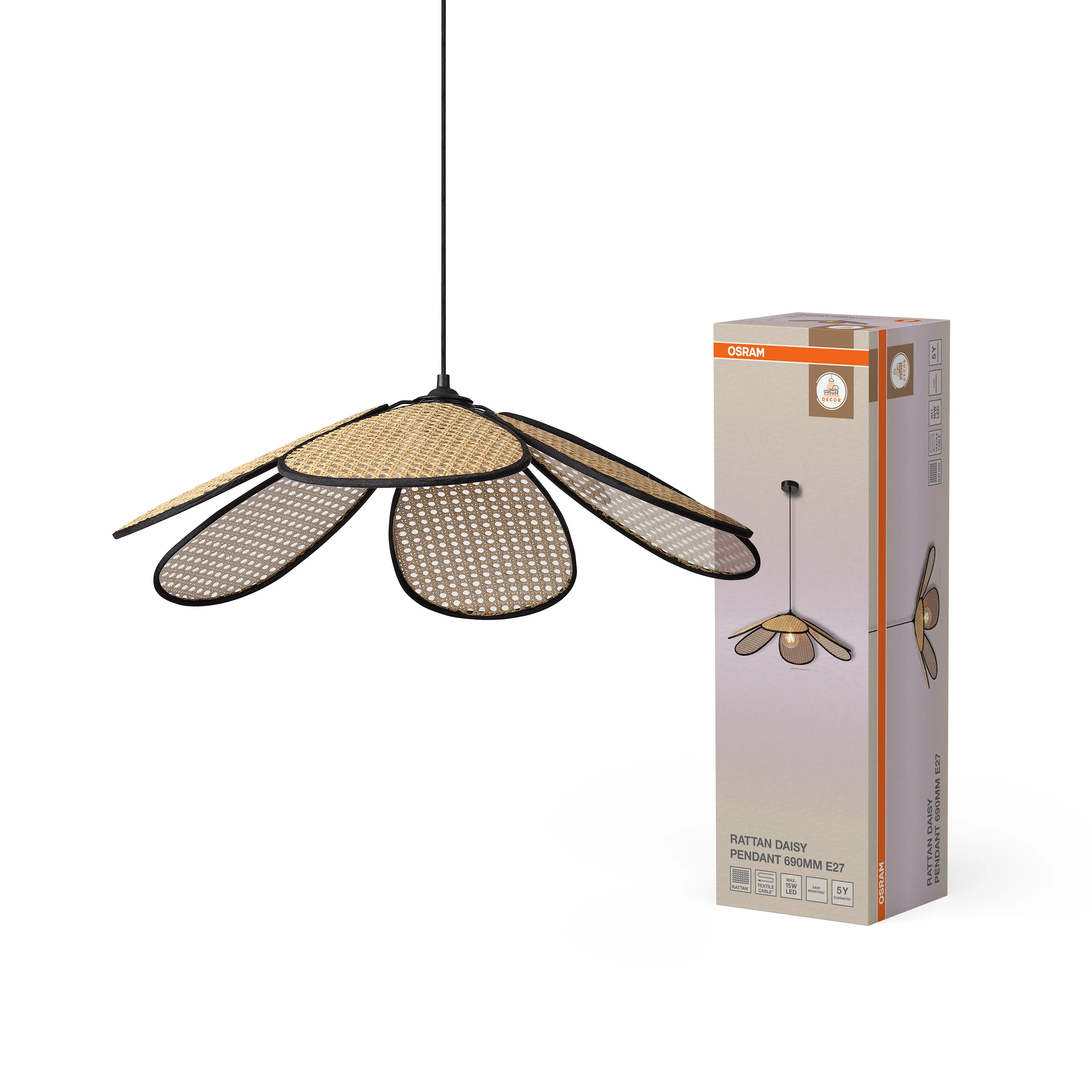 OSRAM Decor Rattan Daisy Wisząca 690 E27 brązowy - Image 5