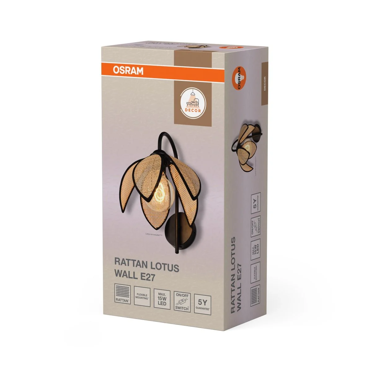 OSRAM Decor Rattan Lotus Kinkiet E27 brązowy - Image 2